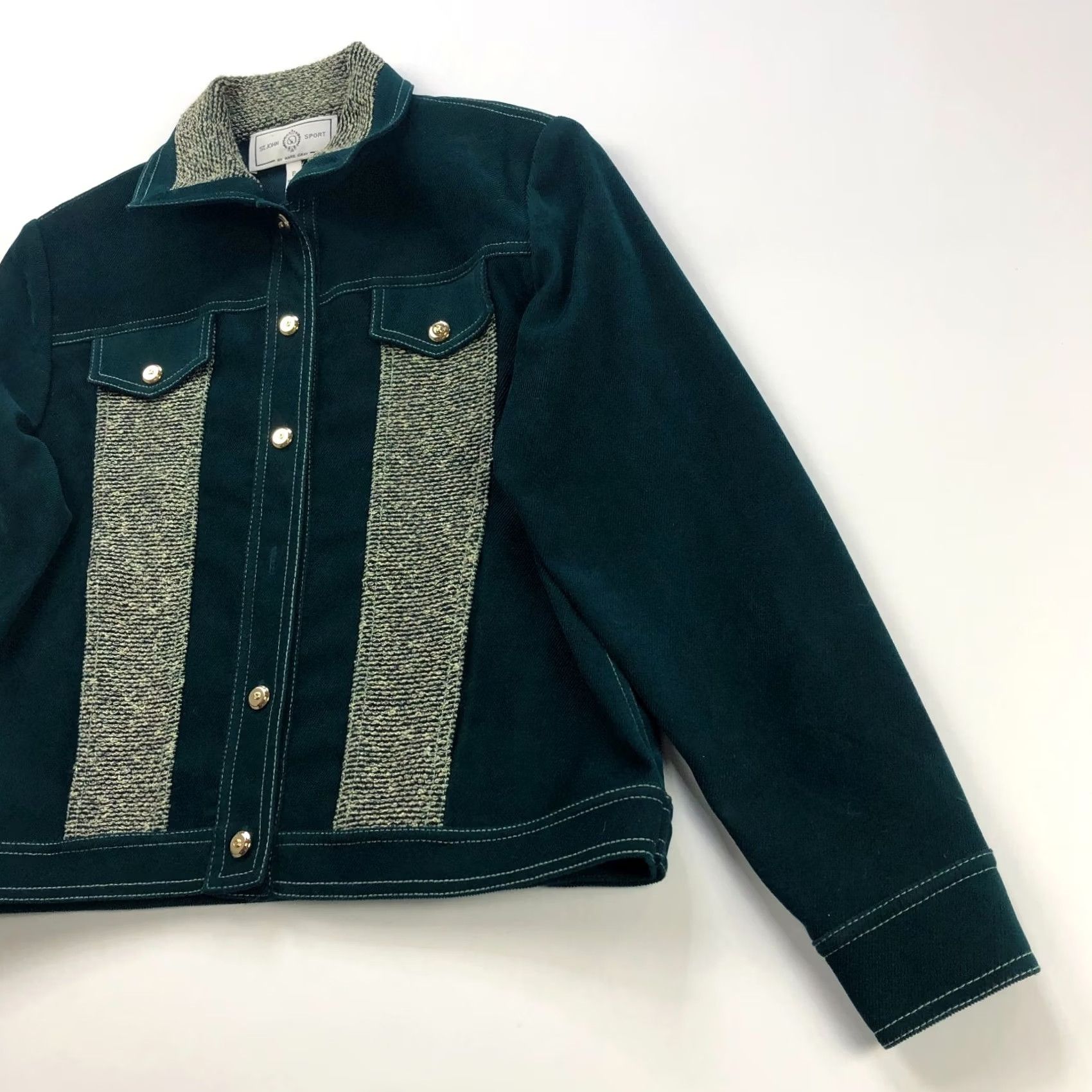 St. John St. John Sport Jacket Womens PP Dark Grreen Marie Gray Size Petite Button Blazer Green PLS READ Size XXS / US 00 / IT 34 - 2 Thumbnail