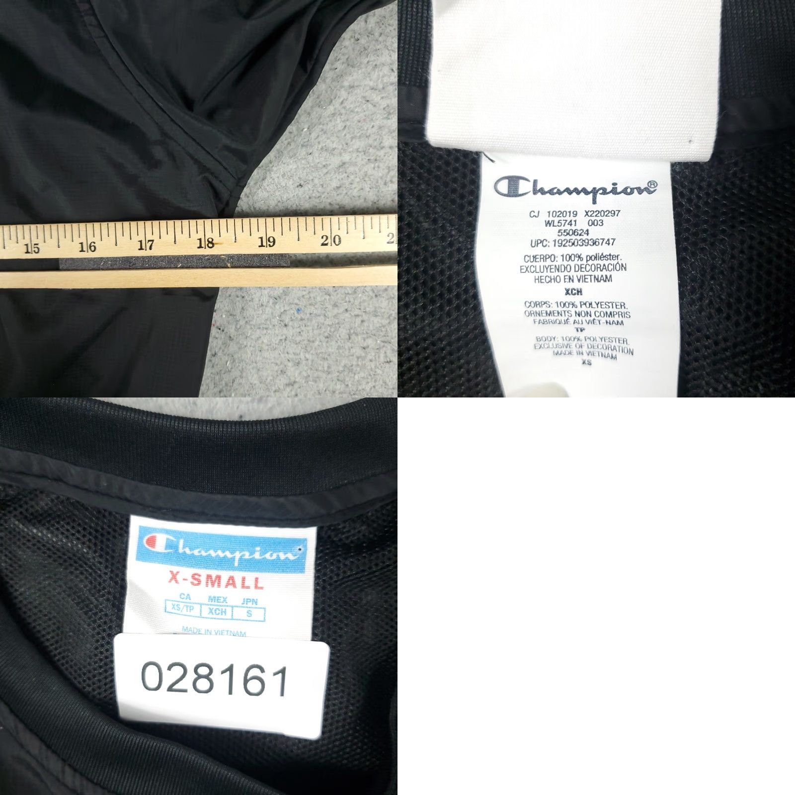 Champion Champion Jacket Womens XS Black Windbreaker Jacket Sport Logo All Seasons Fall Winter Spring Womens Size XS / US 0-2 / IT 36-38 - 8 Thumbnail