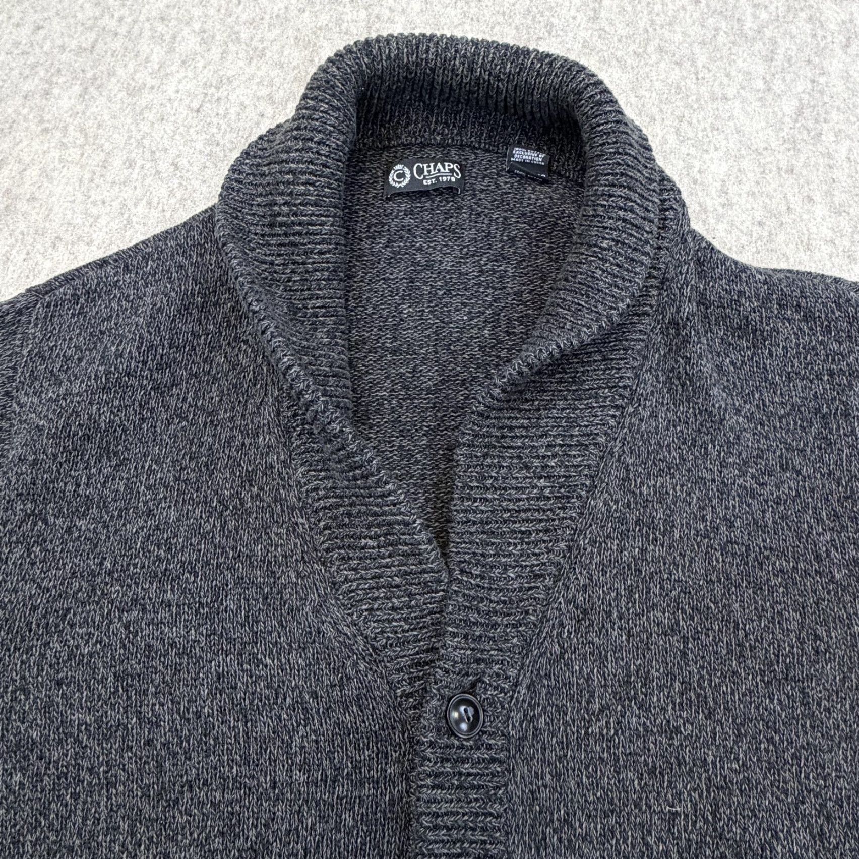 Chaps Chaps Cardigan Sweater Mens XL Gray Cotton Shawl Collar Pockets Button Front Knit Vintage? No Size US XL / EU 56 / 4 - 4 Thumbnail