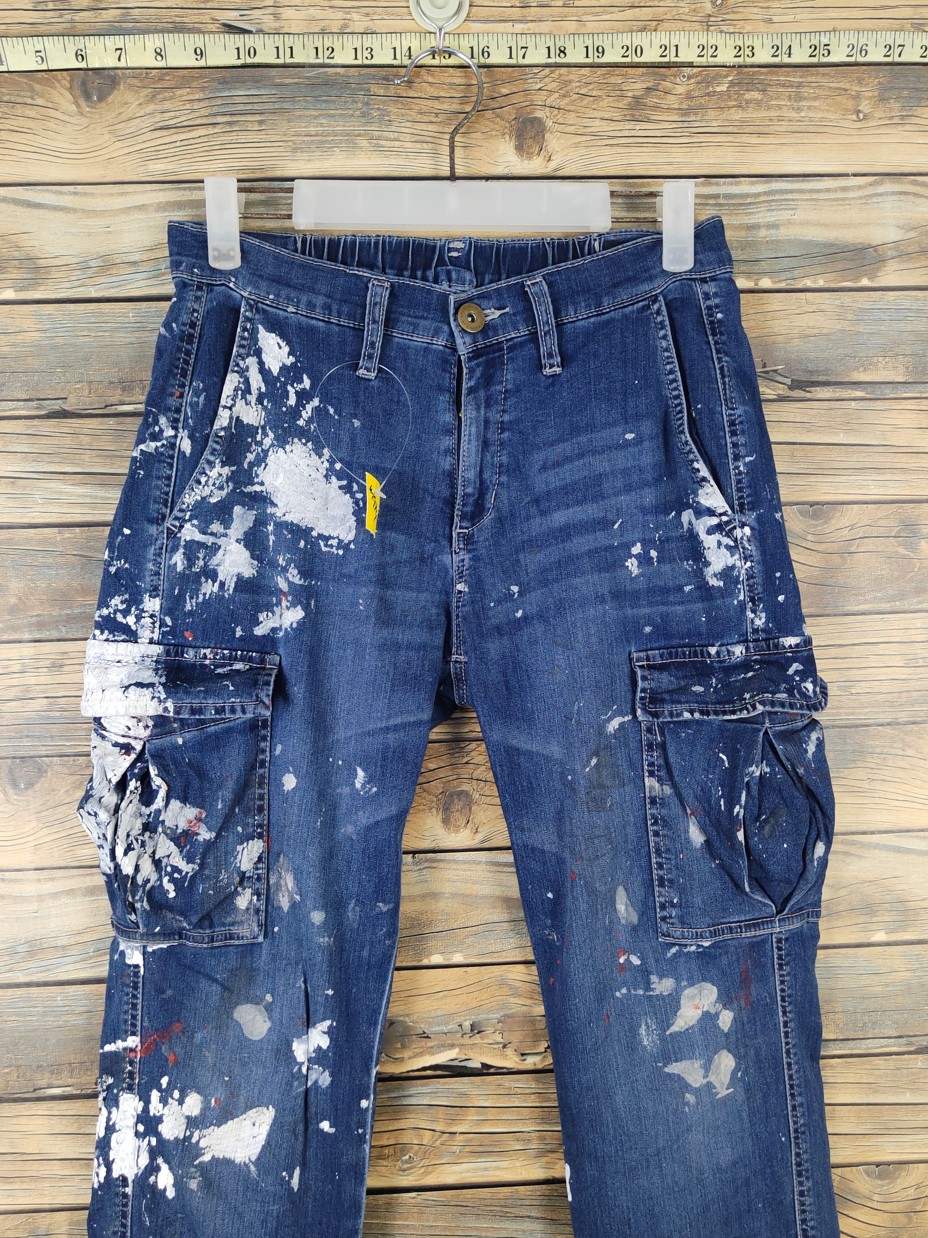 Japanese Brand FieldCore Dark Blue Distressed Ripped Soft Jeans #W1974 Size US 28 / EU 44 - 2 Thumbnail