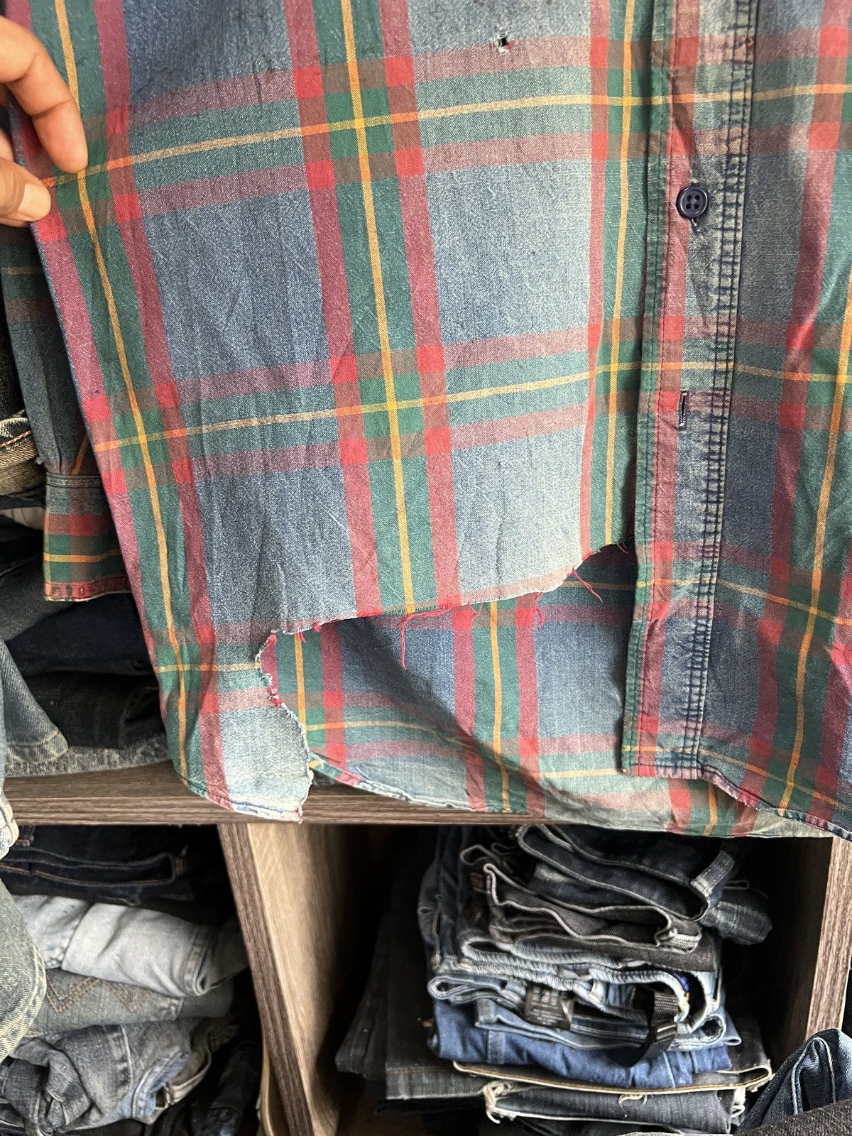 Lee 🔥Distressed Vintage Lee Made in Usa Flannel Size US M / EU 48-50 / 2 - 7 Thumbnail