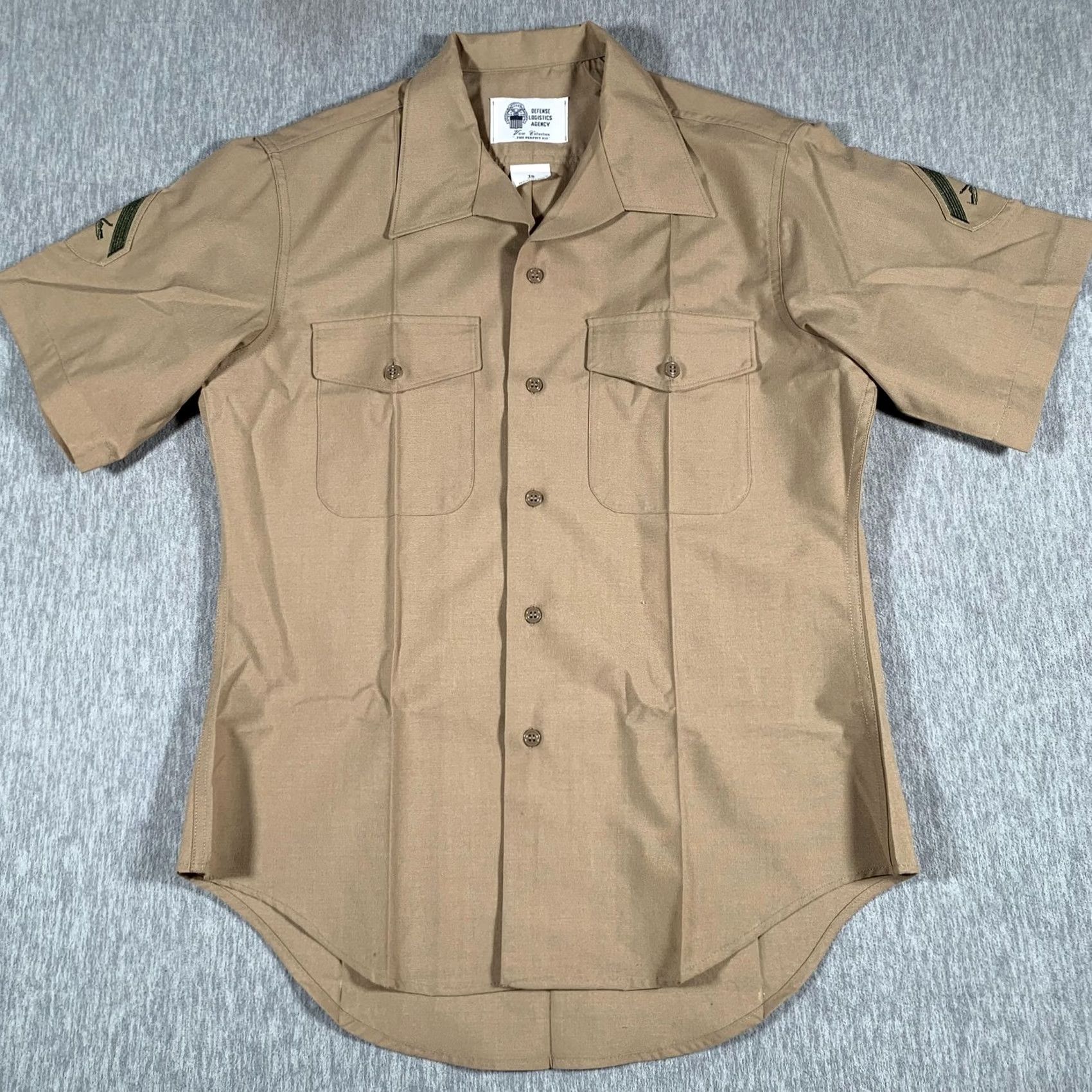 Vintage Defense Logistics Agency Shirt Mens 16 Khaki Quarter Sleeve Uniform Wool Blend Size US L / EU 52-54 / 3 - 2 Thumbnail