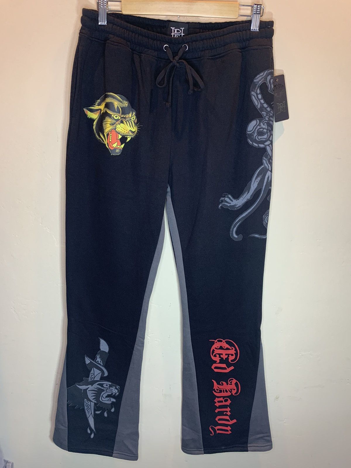 Ed Hardy *RARE* New Ed Hardy Flared Sweatpants Tattoo Art Wide Leg M Size US 32 / EU 48 - 1 Thumbnail
