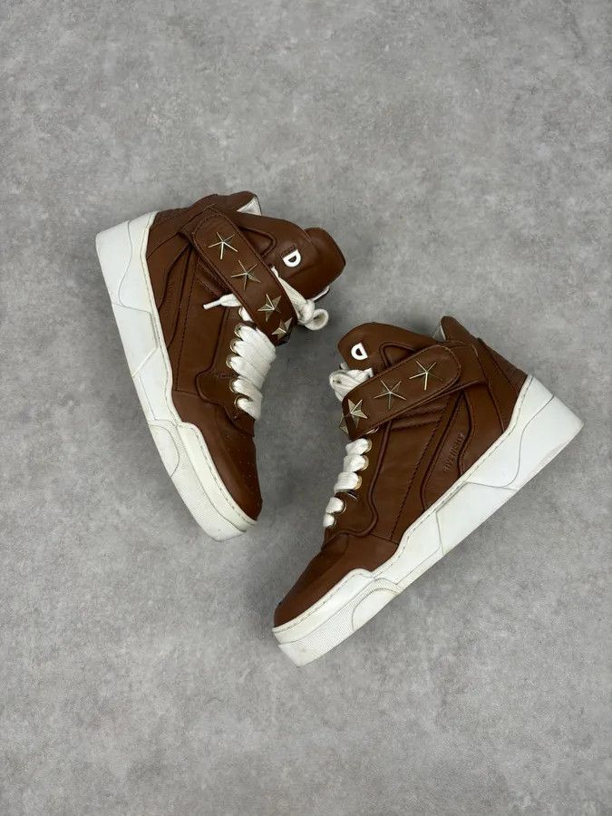 Givenchy AW2015 Givenchy Tyson Brown Leather Star High Sneakers by Riccardo Tisci Size US 7.5 / EU 40-41 - 6 Thumbnail