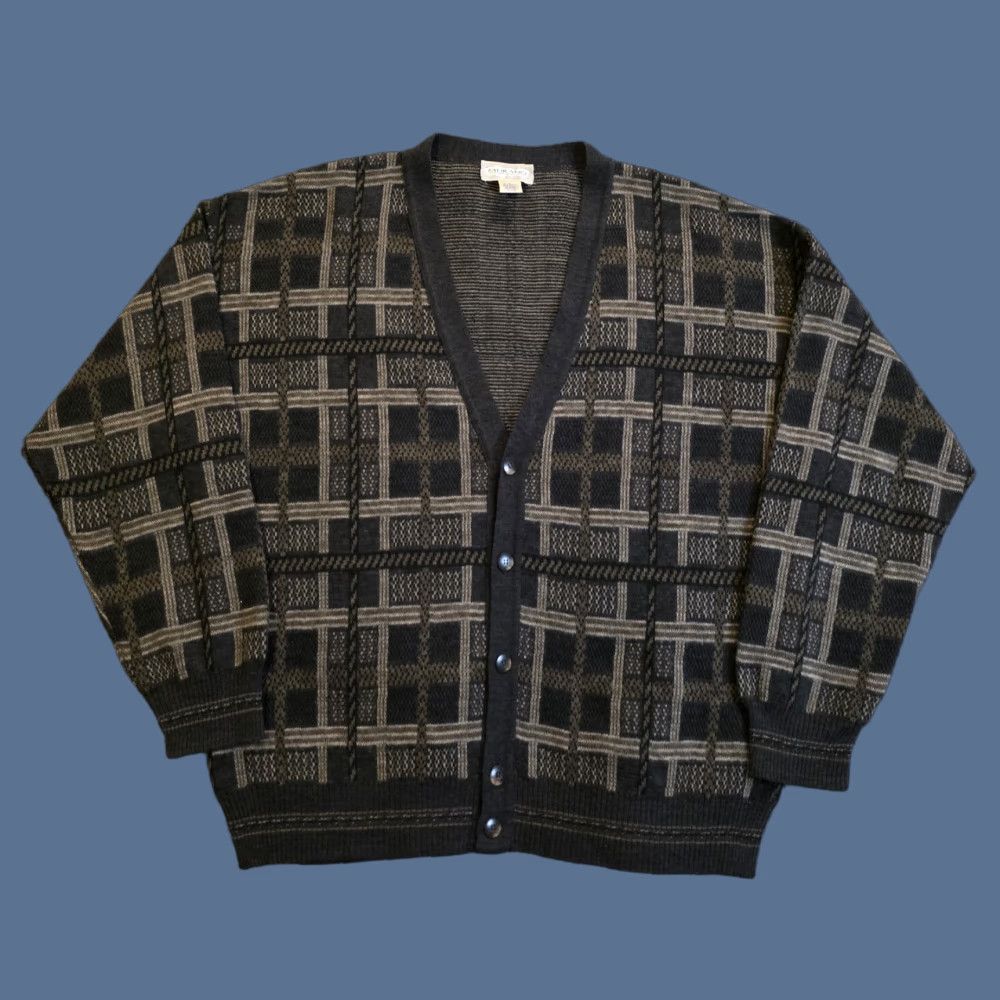 Murano VINTAGE Murano Cardigan Sweater Mens Large Brown Wool Blend Geometric 90s Retro Dad Size L Italy Cardigan Mens Size US L / EU 52-54 / 3 - 1 Thumbnail
