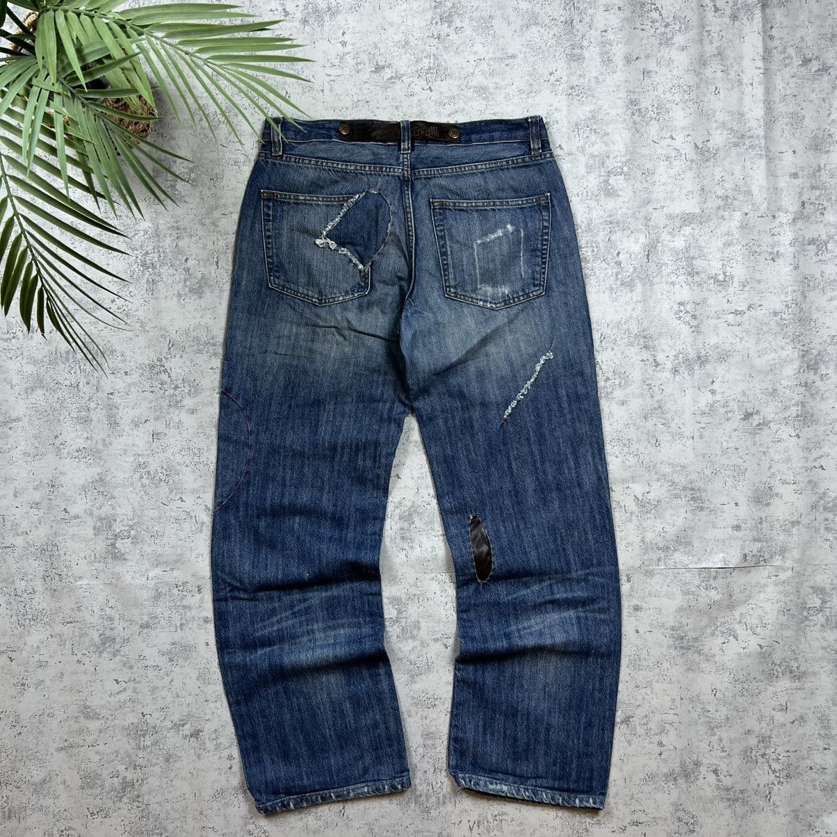 Just Cavalli 00s Just Cavalli Vintage Y2K Distressed Baggy Glamour Jeans Size US 32 / EU 48 - 1 Thumbnail