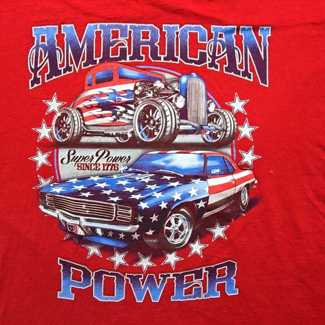 Gildan American Power Hot Rod Graphic Red Cars Patriotic XL Shirt Size US XL / EU 56 / 4 - 2 Thumbnail