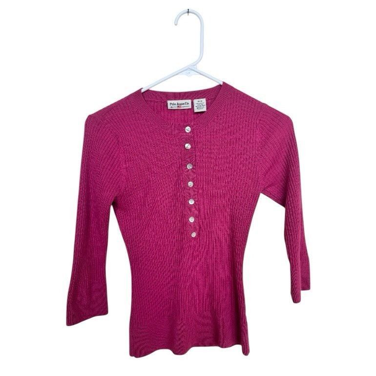 Polo Ralph Lauren Polo Jeans Co. Pink Henley Sweater M Size M / US 6-8 / IT 42-44 - 3 Thumbnail