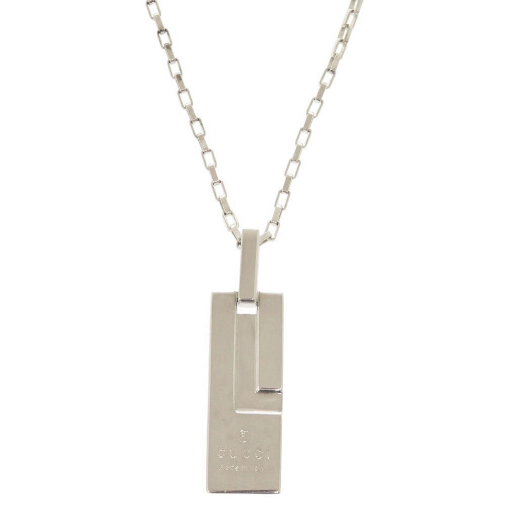 Gucci Gucci Logo Plate Sterling Silver 925 Necklace Pendant 1644GUCCI Size ONE SIZE - 1 Thumbnail