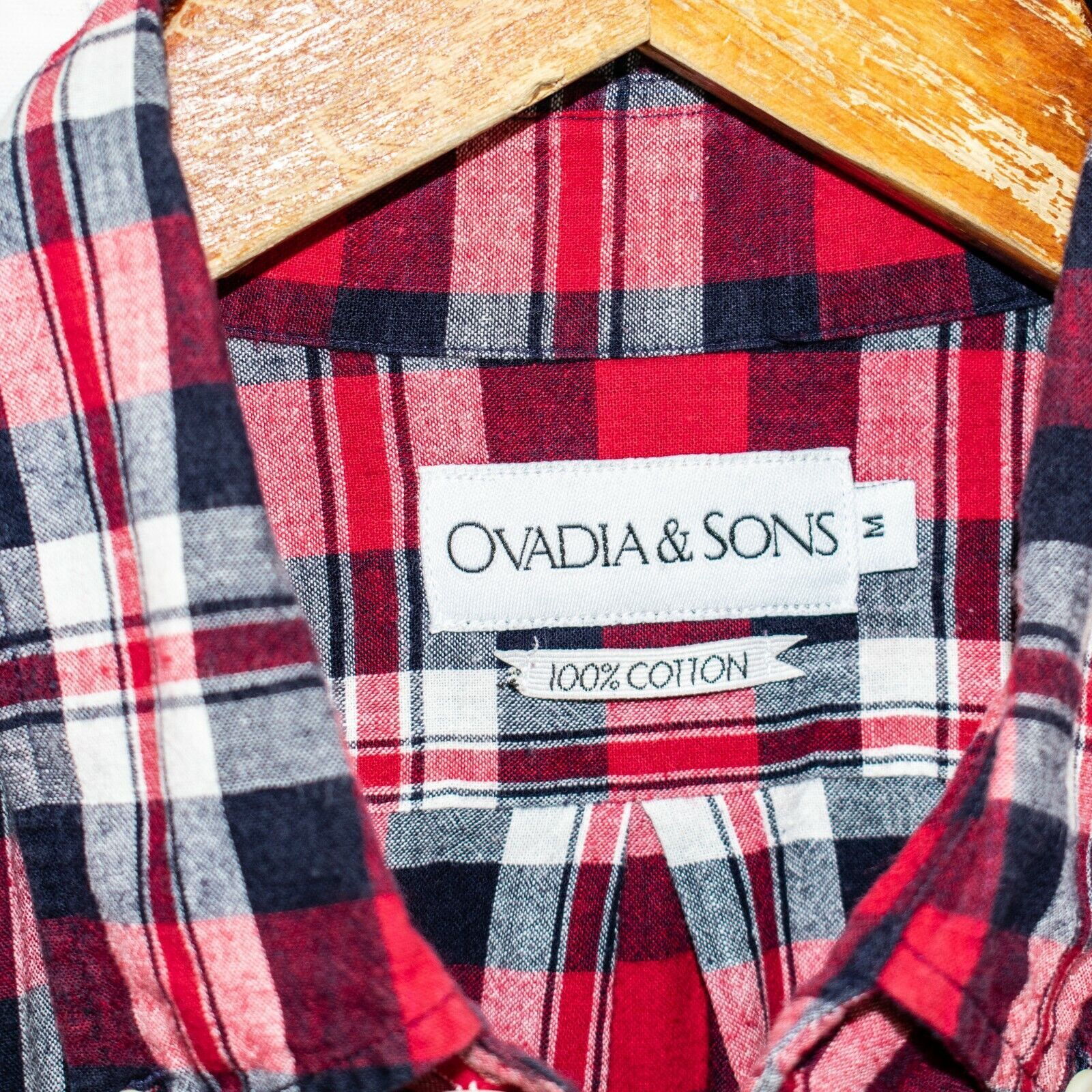 Ovadia & Sons OVADIA & SONS Men's Button Down Shirt Cotton Red Blue Plaid Size US M / EU 48-50 / 2 - 3 Thumbnail