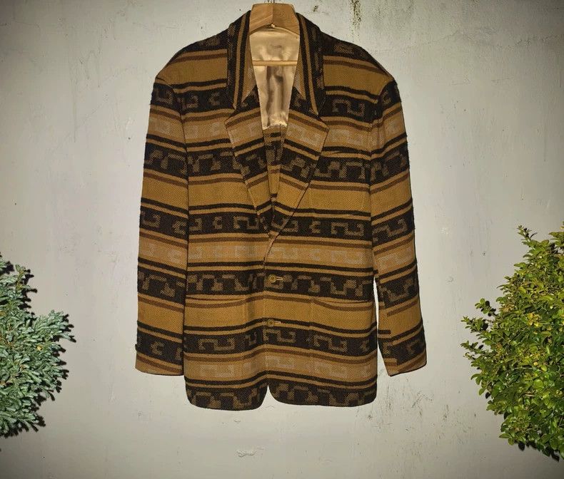Vintage KENZO Vintage Wool Patterned Blazer Jacket - dmc Size US M / EU 48-50 / 2 - 1 Thumbnail