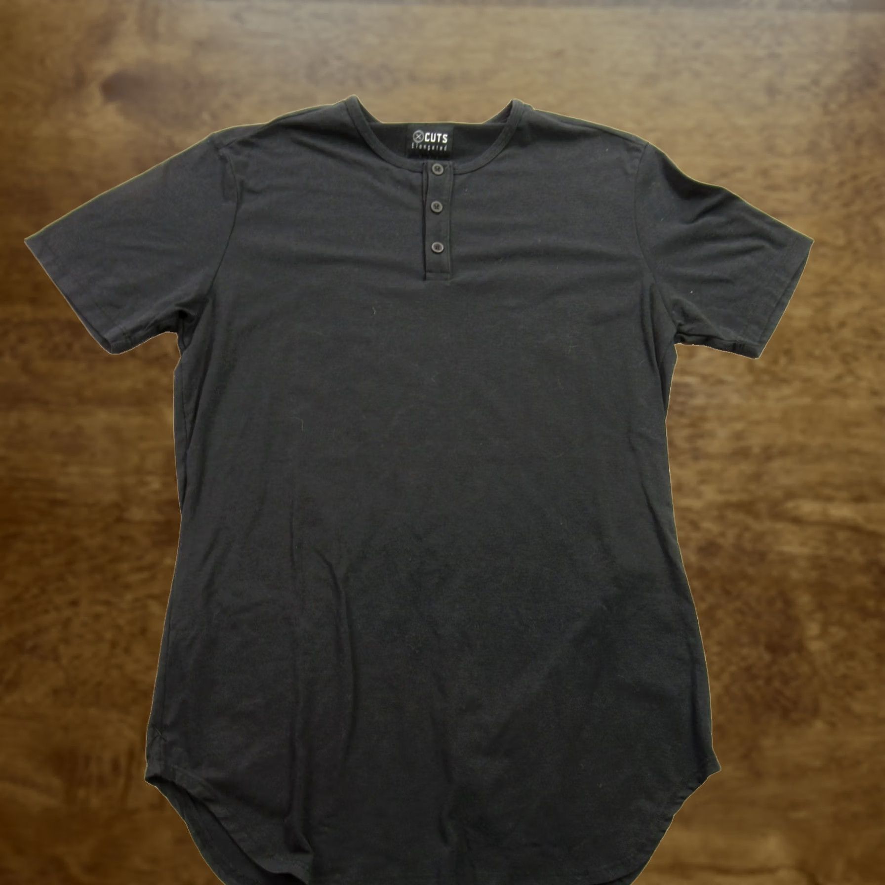 Cuts Cuts Shirt Mens Short Sleeve Henley Crew Neck Buttons Pullover Black Size US M / EU 48-50 / 2 - 1 Thumbnail