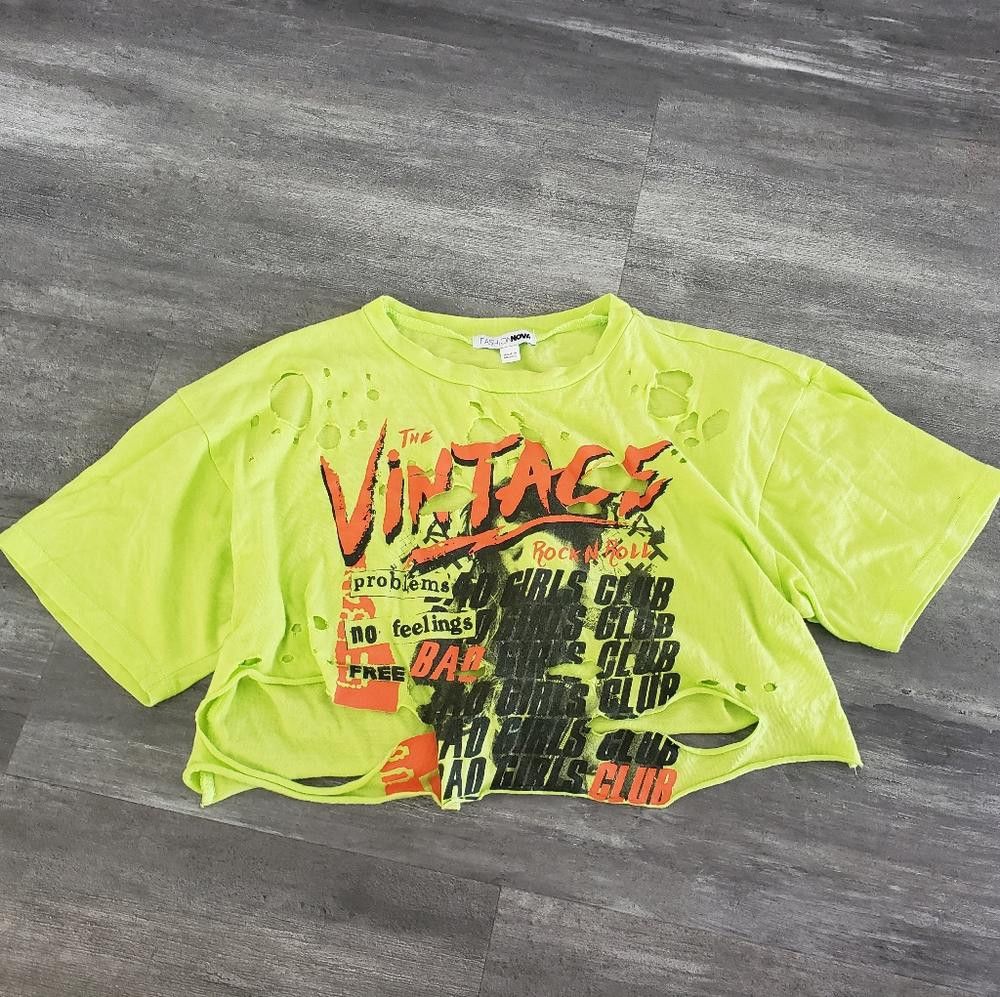 Fashion Nova Green Neon FN Bad Girls Club Short Sleeve Size XS / US 0-2 / IT 36-38 - 1 Thumbnail