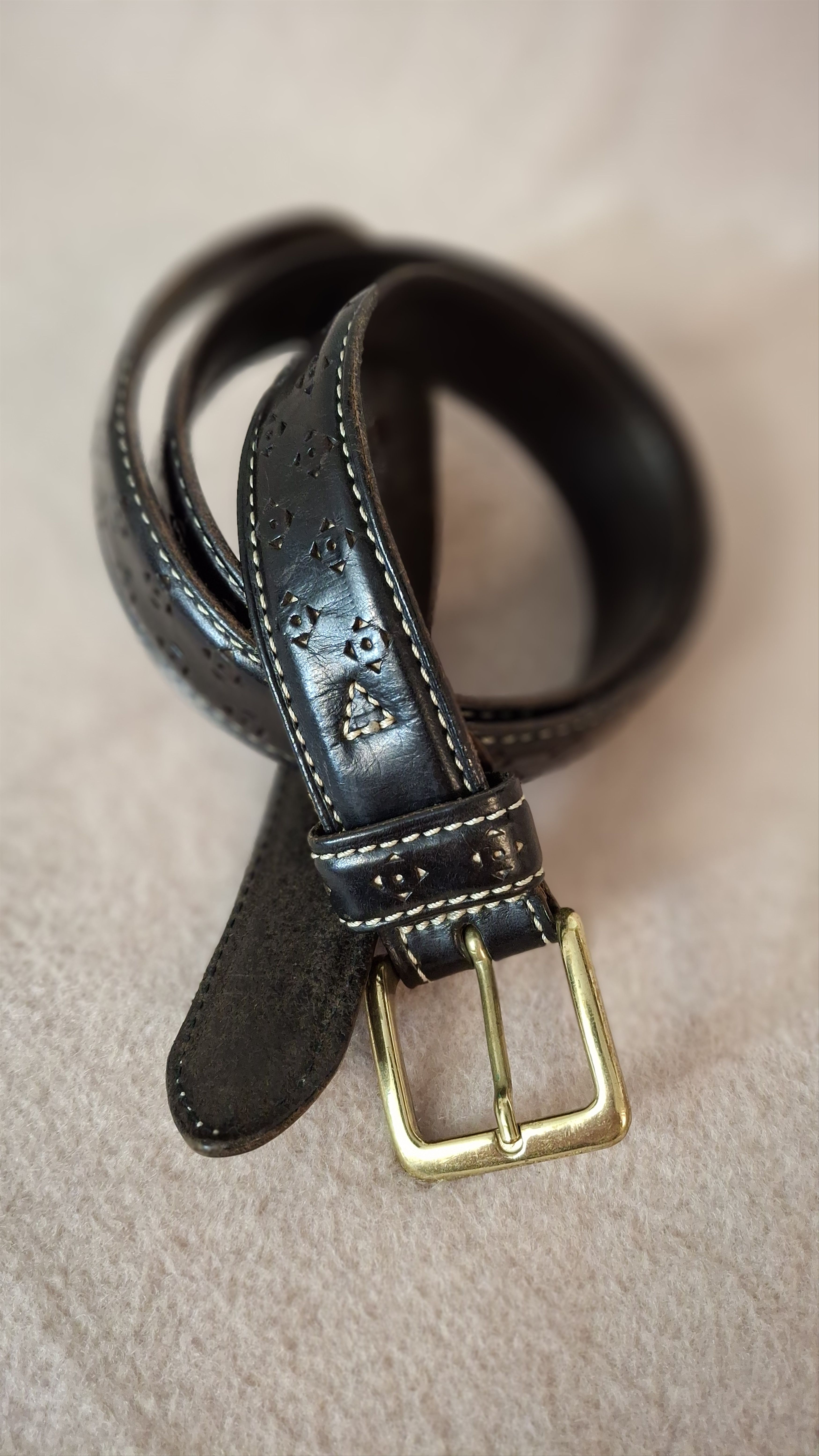 Felisi Embossed Black Leather Belt – Felisi Made in Italy Size 38 - 1 Thumbnail