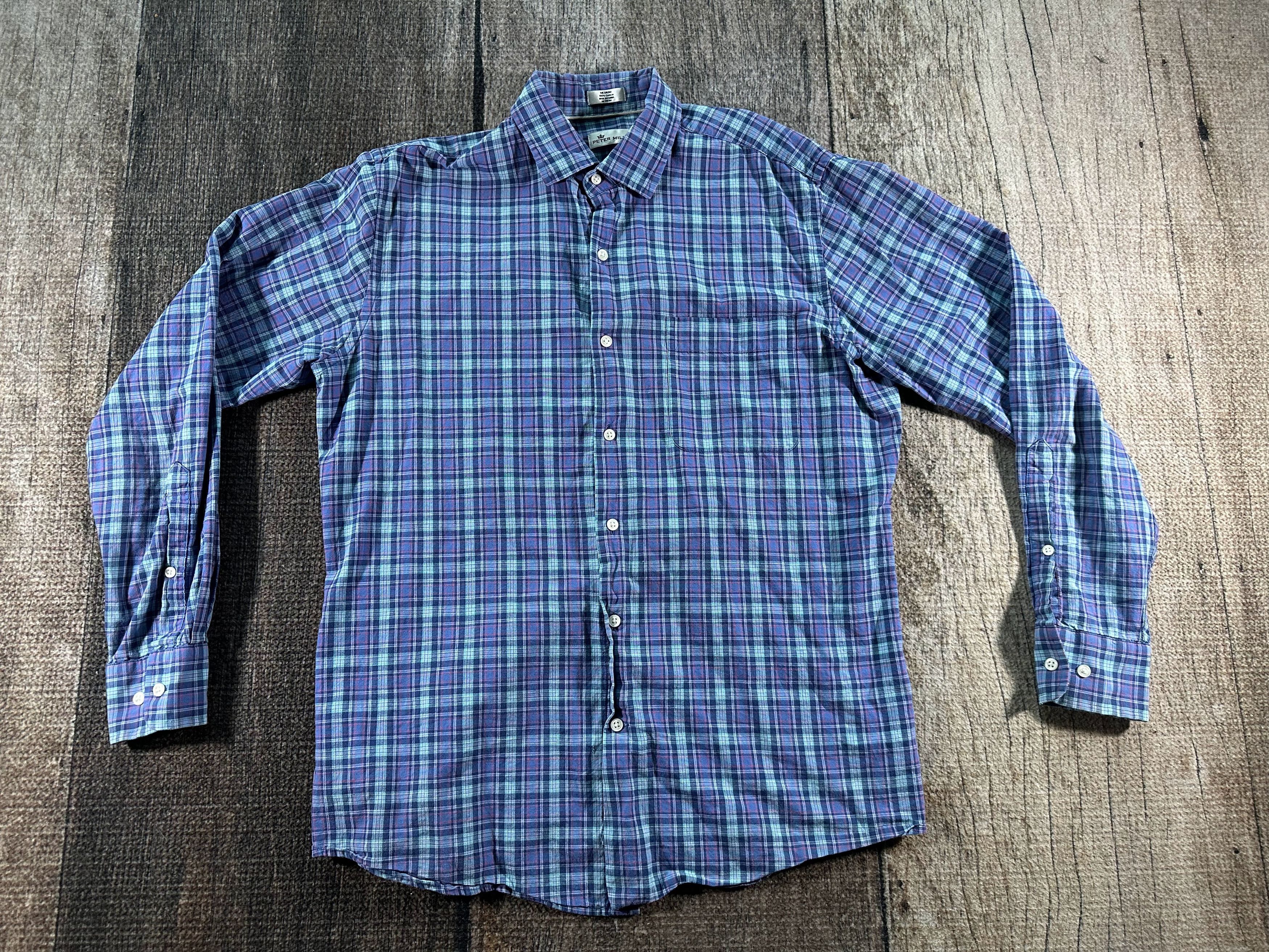 Peter Millar Peter Millar Blue Plaid Mens M Long Sleeve Button Down Shirt Size US M / EU 48-50 / 2 - 1 Thumbnail
