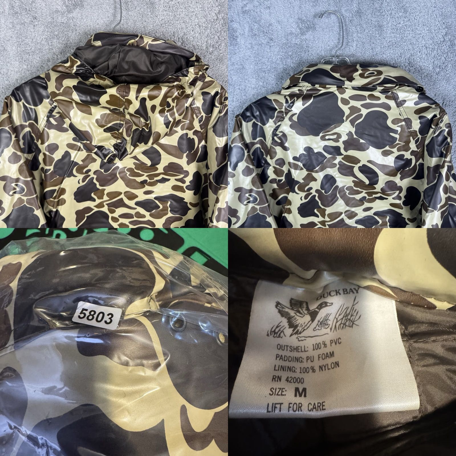 AMO VINTAGE Duck Bay Jacket Mens M Frog Camo Field Hunting Quilted Hood Cargo Chore Jacket Size US M / EU 48-50 / 2 - 9 Thumbnail