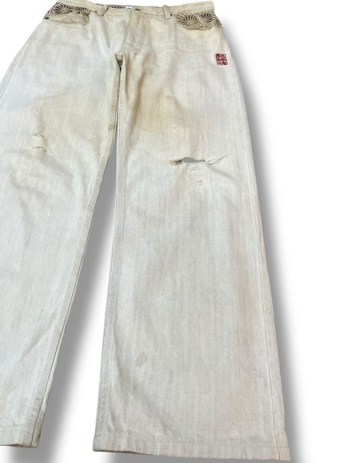 Le Grande Bleu (L.G.B.) Vintage Karakuri Tamashi Embroidery Buckle Belt Denim Size US 31 - 6 Thumbnail