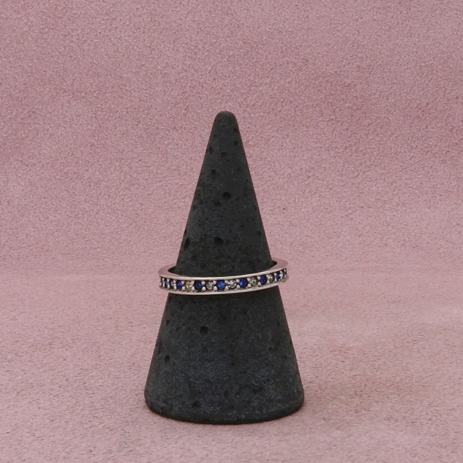 Sterling Silver sterling silver blue & white cz eternity band ring size 8 Size ONE SIZE - 2 Thumbnail