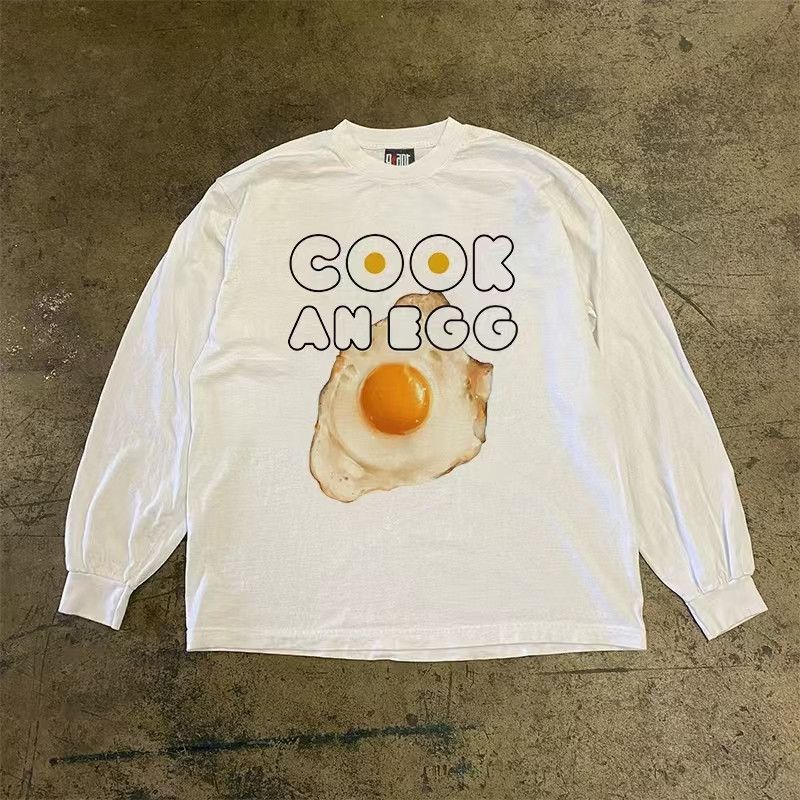 Japanese Brand × Vintage White retro fried egg print long sleeve tee Size US L / EU 52-54 / 3 - 1 Thumbnail