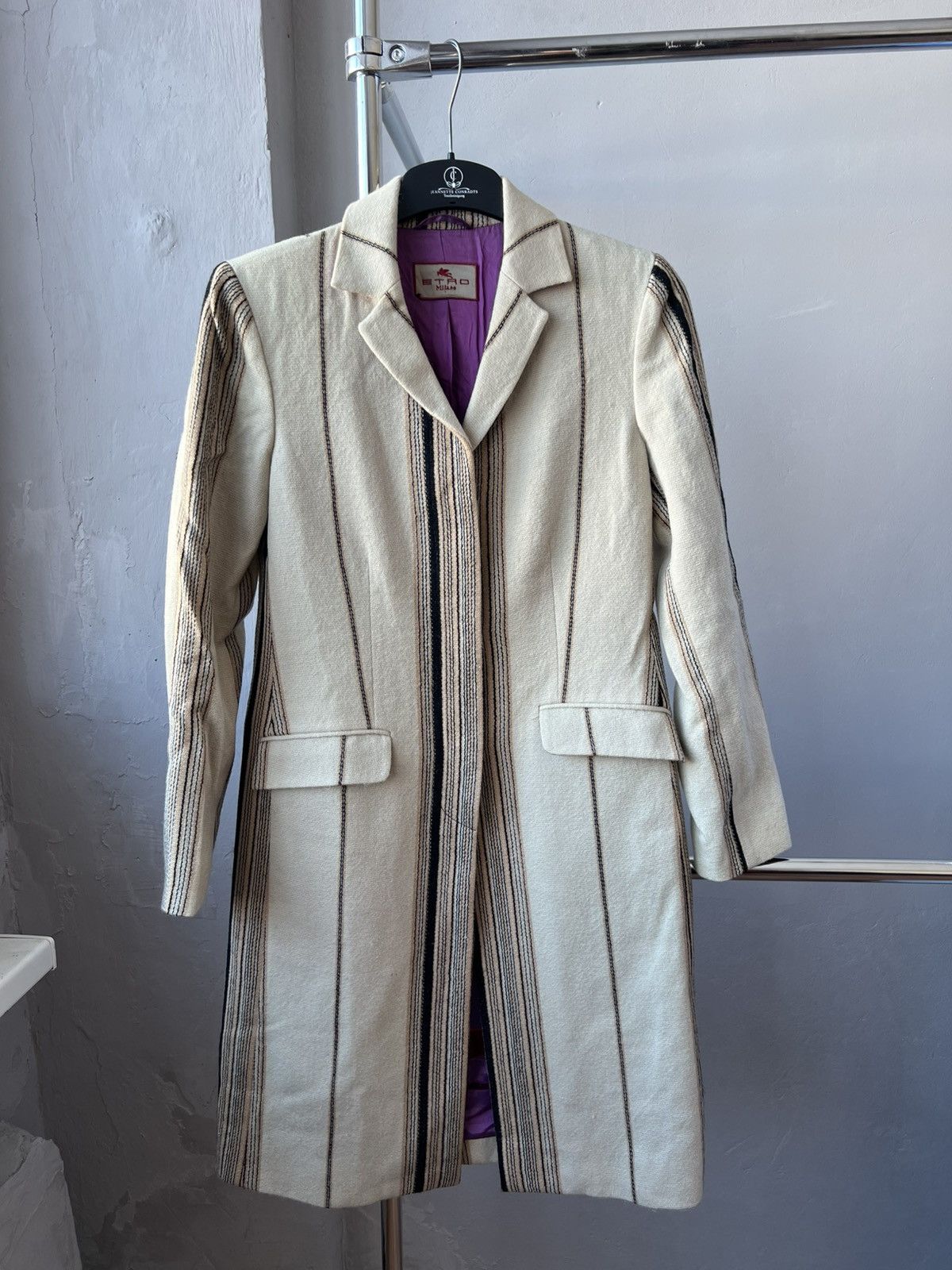 Etro VINTAGE ETRO MILANO WOOL STRIPED WOMEN CLASSIC COAT JACKET42 Size M / US 6-8 / IT 42-44 - 3 Thumbnail