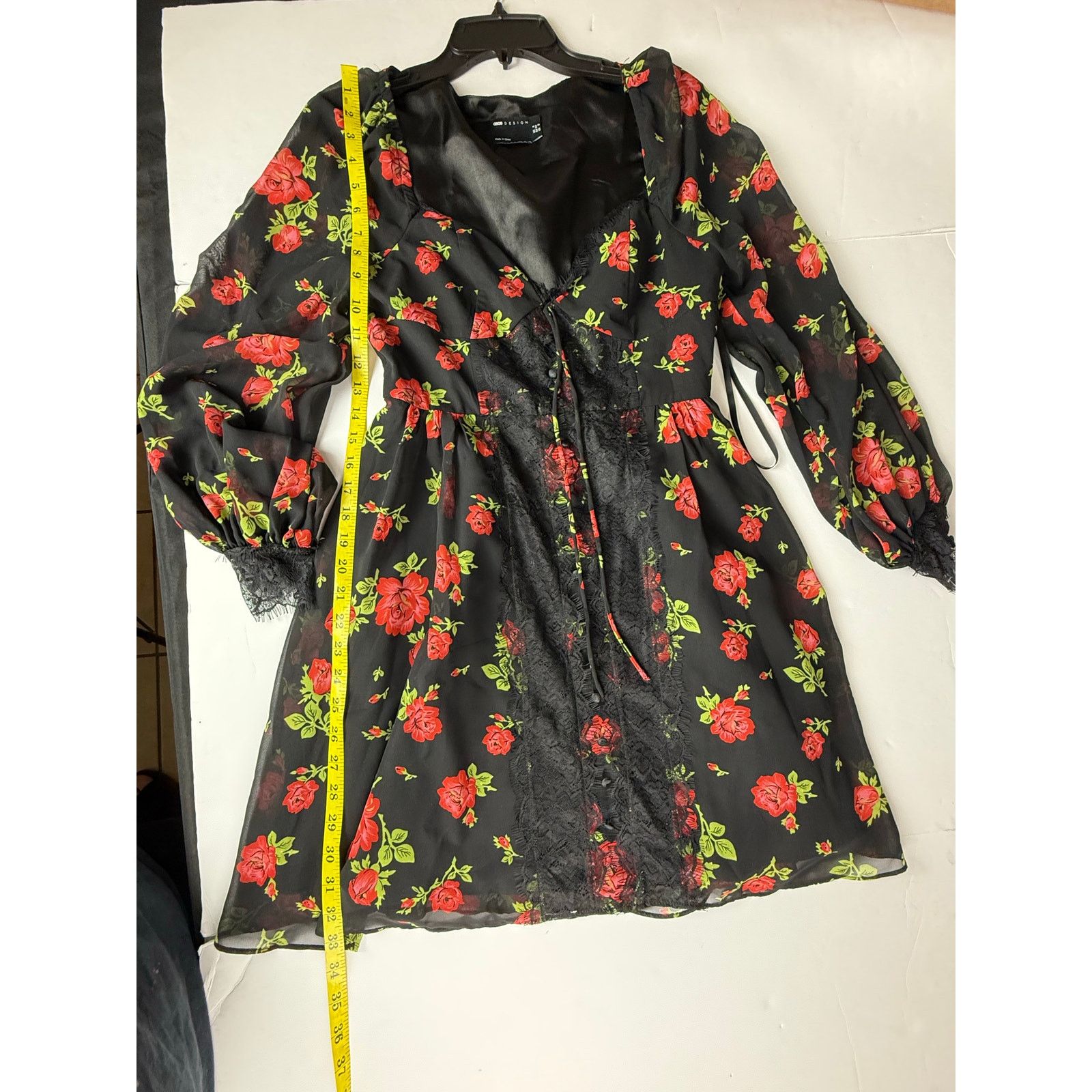 Asos ASOS DESIGN Rose Floral Lace Skater Mini Dress - US 2 Size XS / US 0-2 / IT 36-38 - 9 Thumbnail