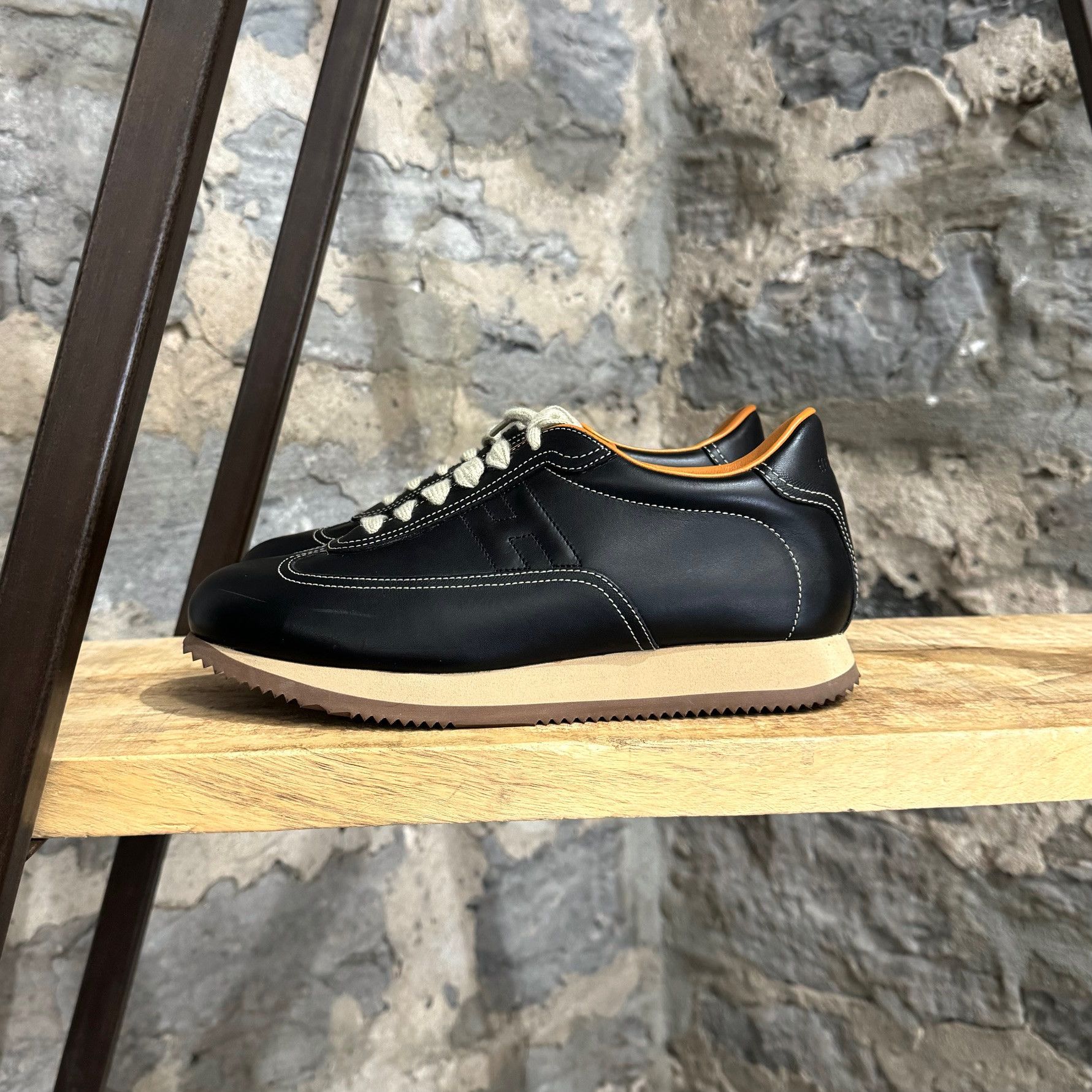 Hermes Hermès Black Leather Quick H Platform Sneakers Size US 10.5 / IT 40.5 - 6 Thumbnail