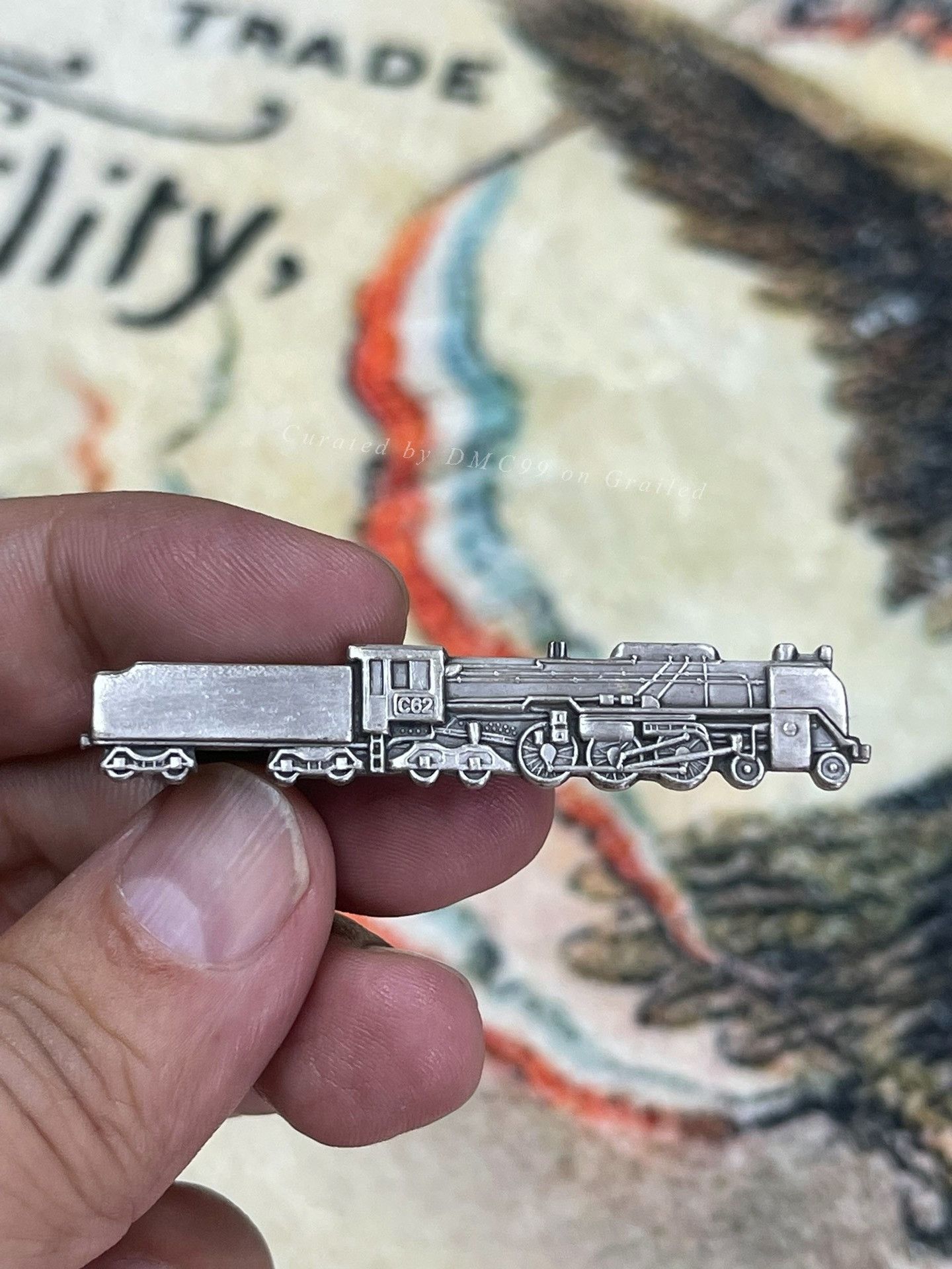 Other Antique Sterling Silver Locomotive Tie Clip Size ONE SIZE - 1 Thumbnail