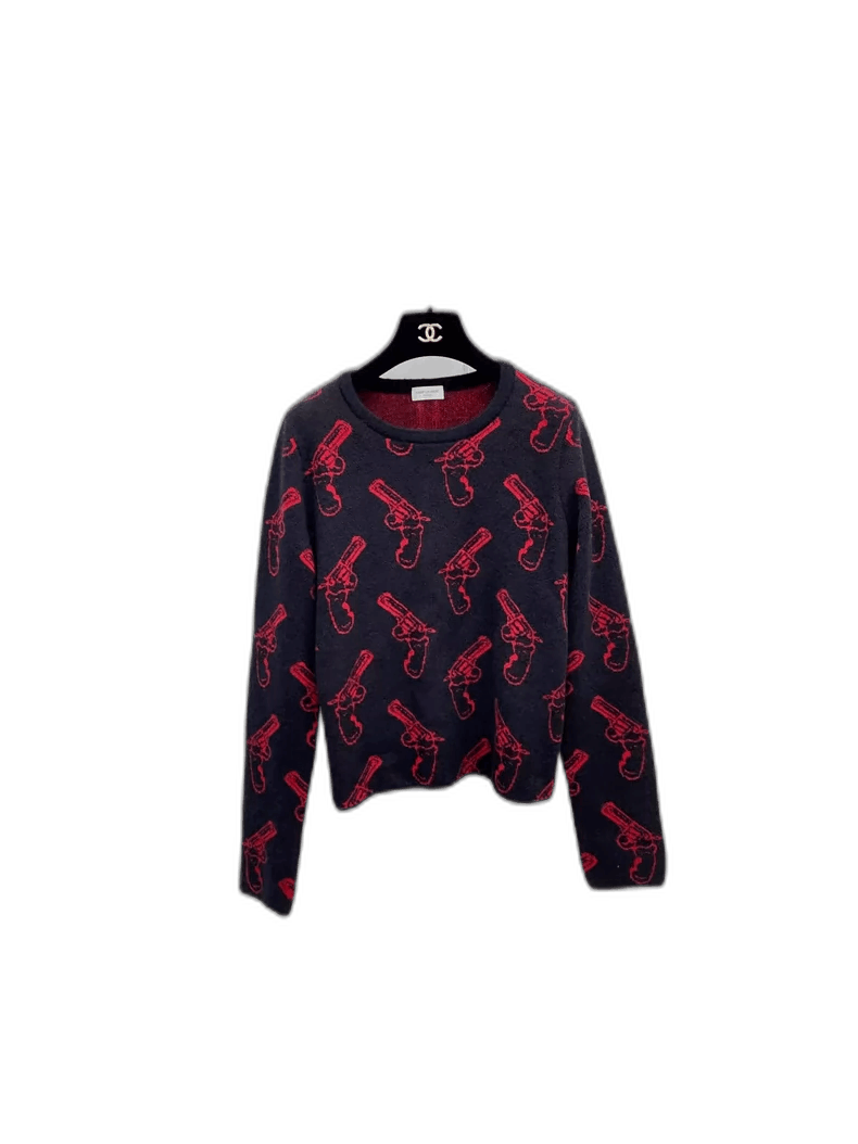 Saint Laurent Paris saint laurent handgun print sweater in black-2507 Size US L / EU 52-54 / 3 - 7 Thumbnail