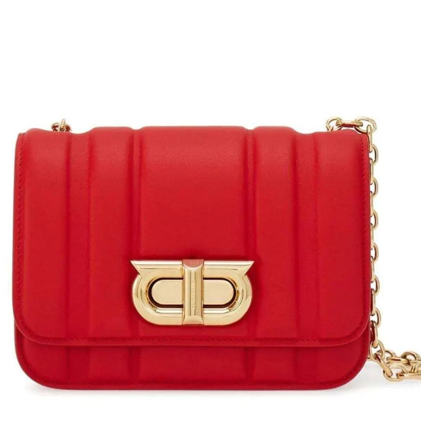 Salvatore Ferragamo Ferragamo Gancini Mini Leather Shoulder Bag, Red Size ONE SIZE - 1 Thumbnail