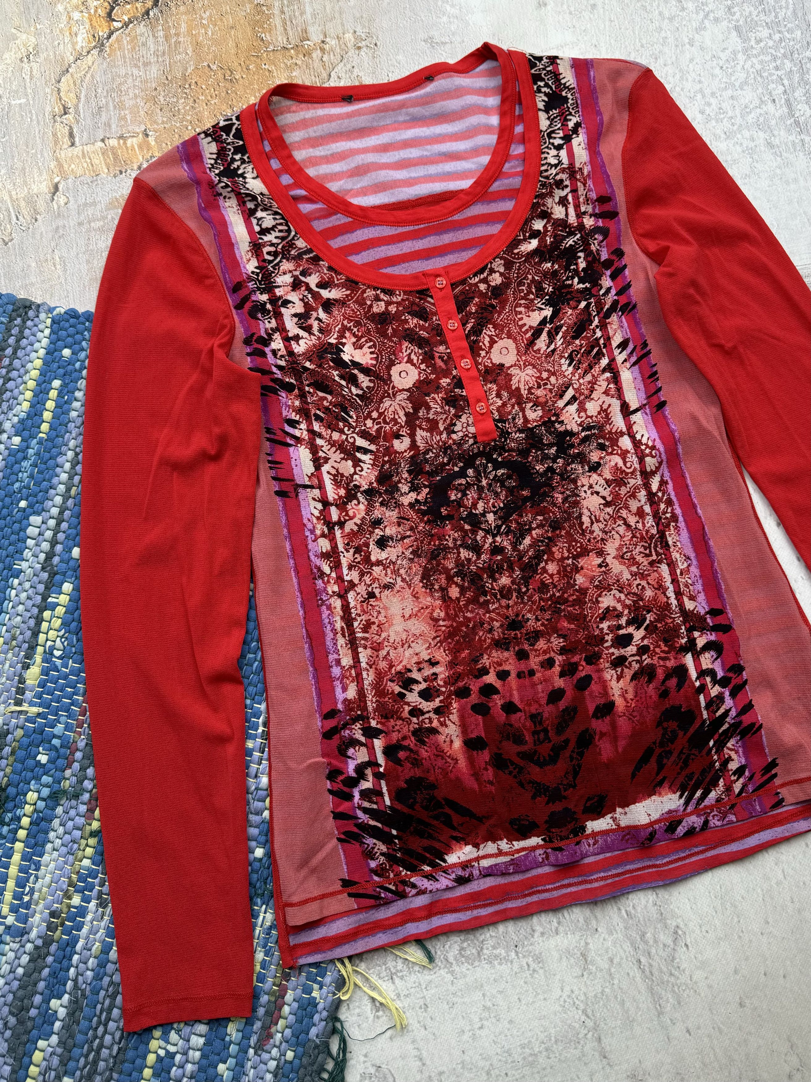 Vintage Vintage Printed Long Sleeve With Mesh Details A597(196) Size S / US 4 / IT 40 - 2 Thumbnail