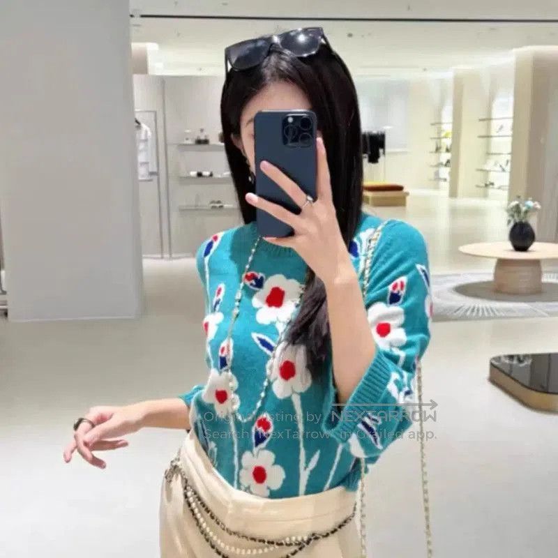 Chanel Chanel Green Cashmere Flower Sweater . Size M / US 6-8 / IT 42-44 - 8 Thumbnail