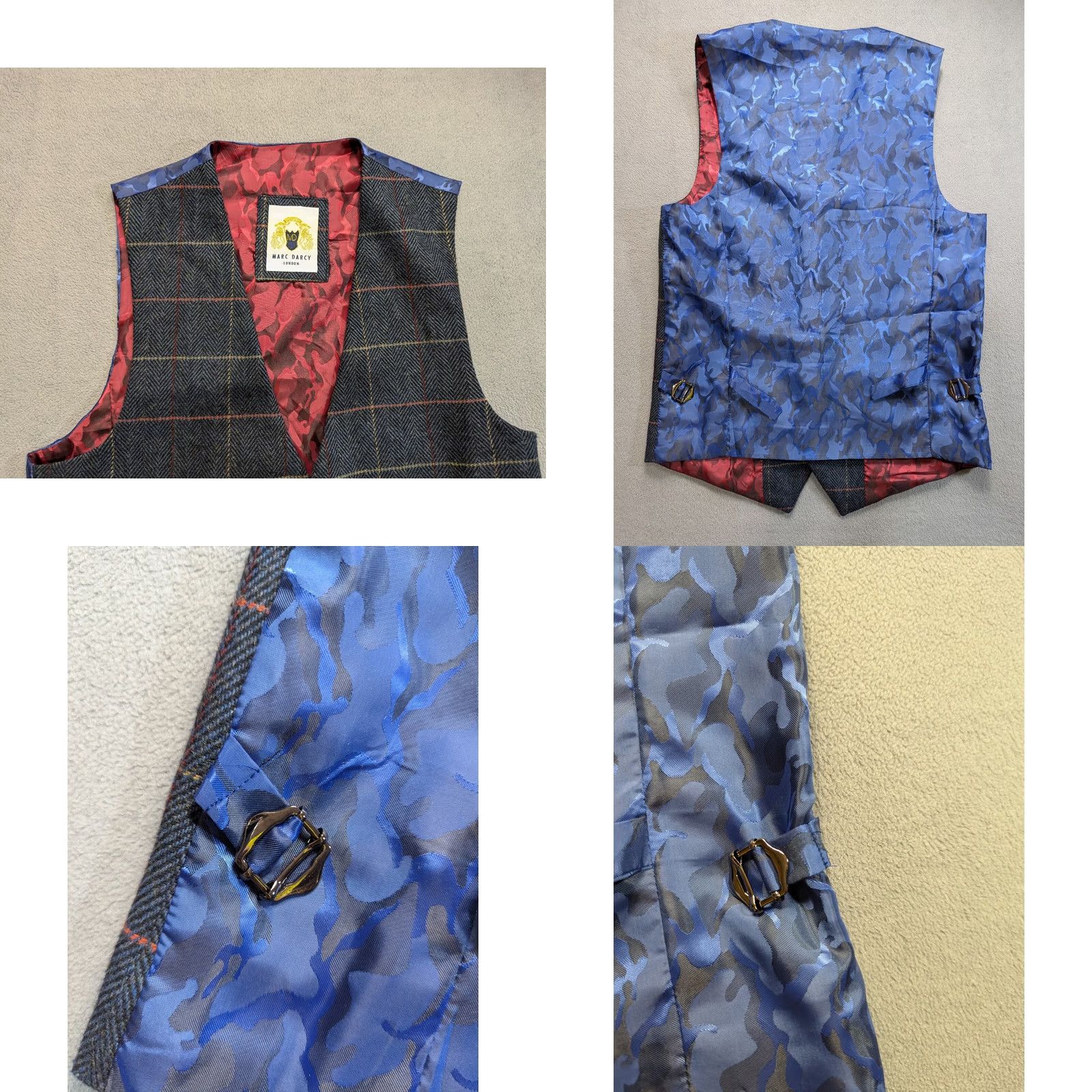 Marcs Marc Darcy Blue Waistcoat Vest Gilet Mens Size 36 Formal Smart Tailored Size US XXS / EU 40 - 10 Thumbnail