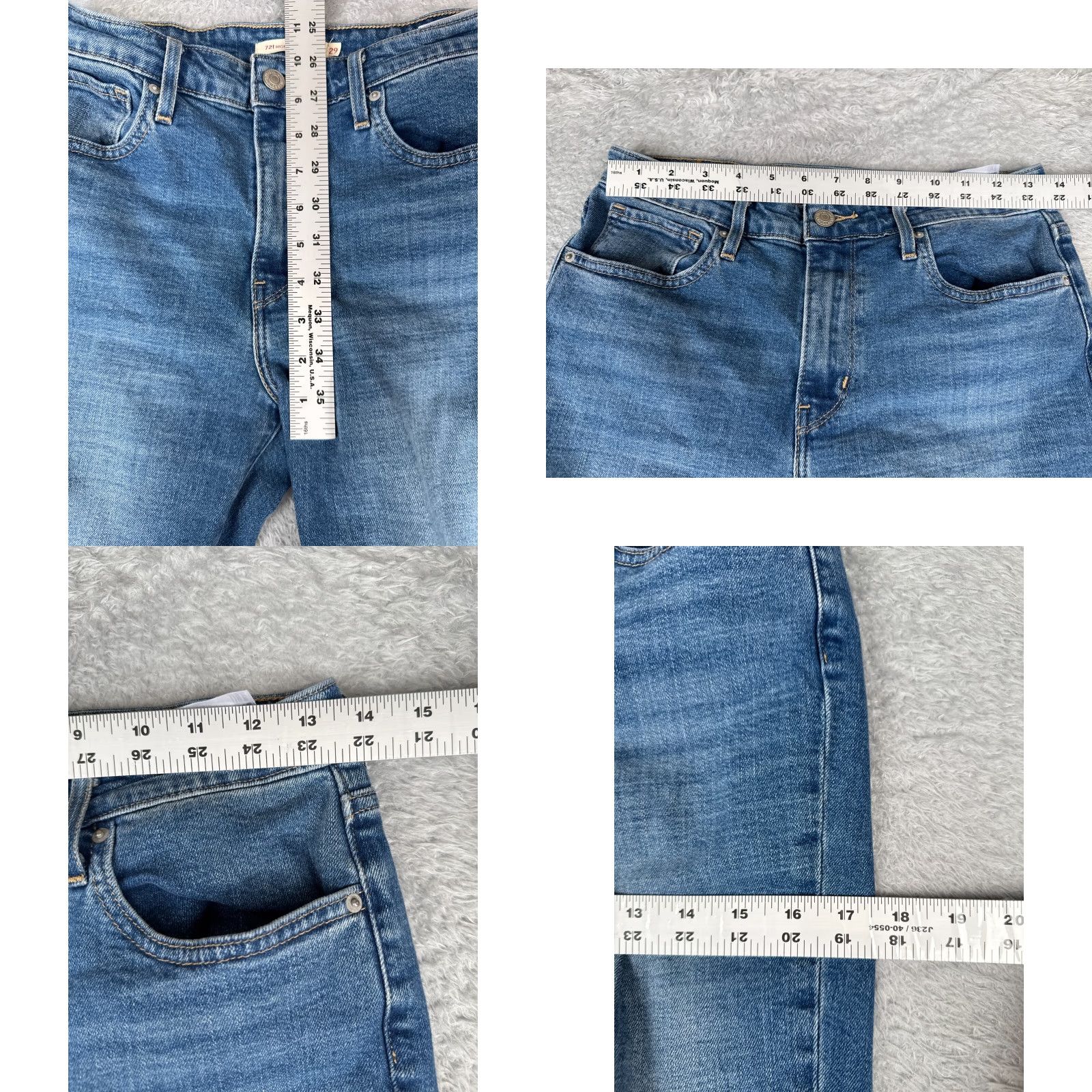 Levi's VINTAGE Levi's Jeans Women 29 Blue Denim Skinny 700 Series High Rise Regular 28x29 Modern Distressed Cotton Blend Casual Womens Jeans Size 29" - 9 Thumbnail