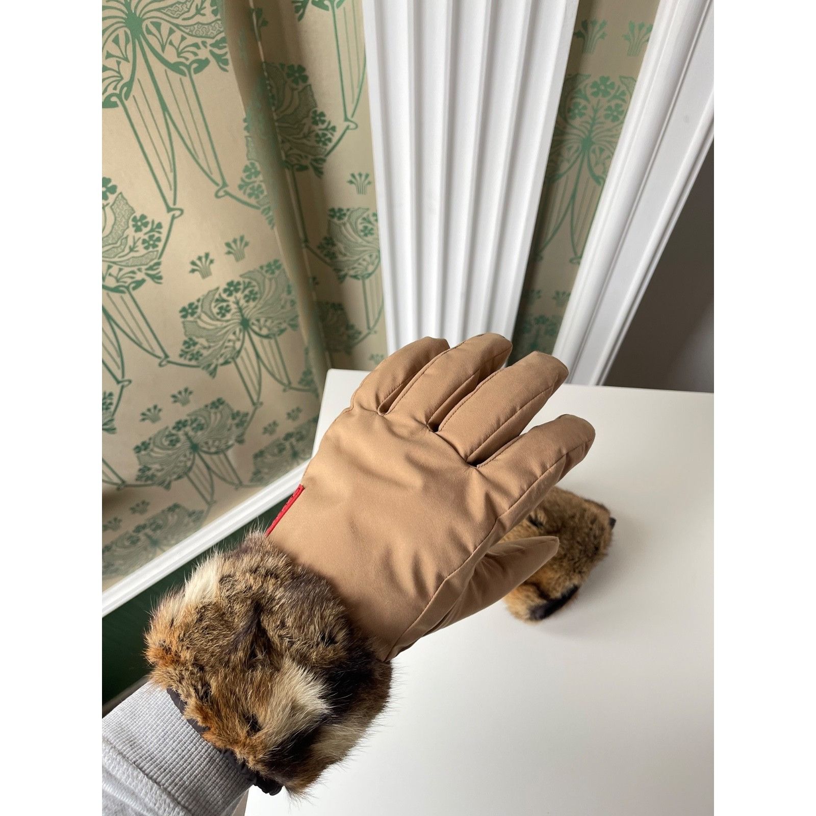 Prada Prada Fur Beige Nylon Gloves Size 8 Vintage 2000 Size ONE SIZE - 14 Thumbnail