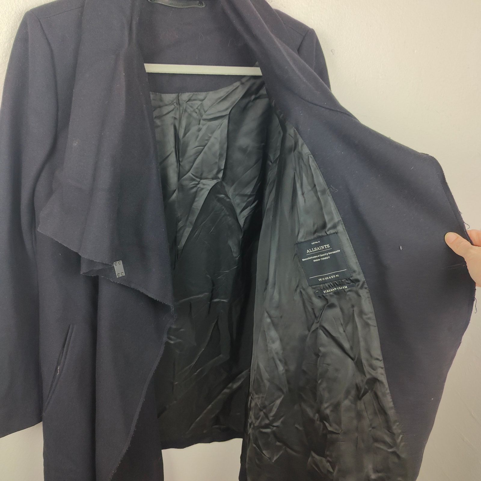 Allsaints AllSaints City Monument Coat Womens 8 Black Wool Blend Size M / US 6-8 / IT 42-44 - 6 Thumbnail
