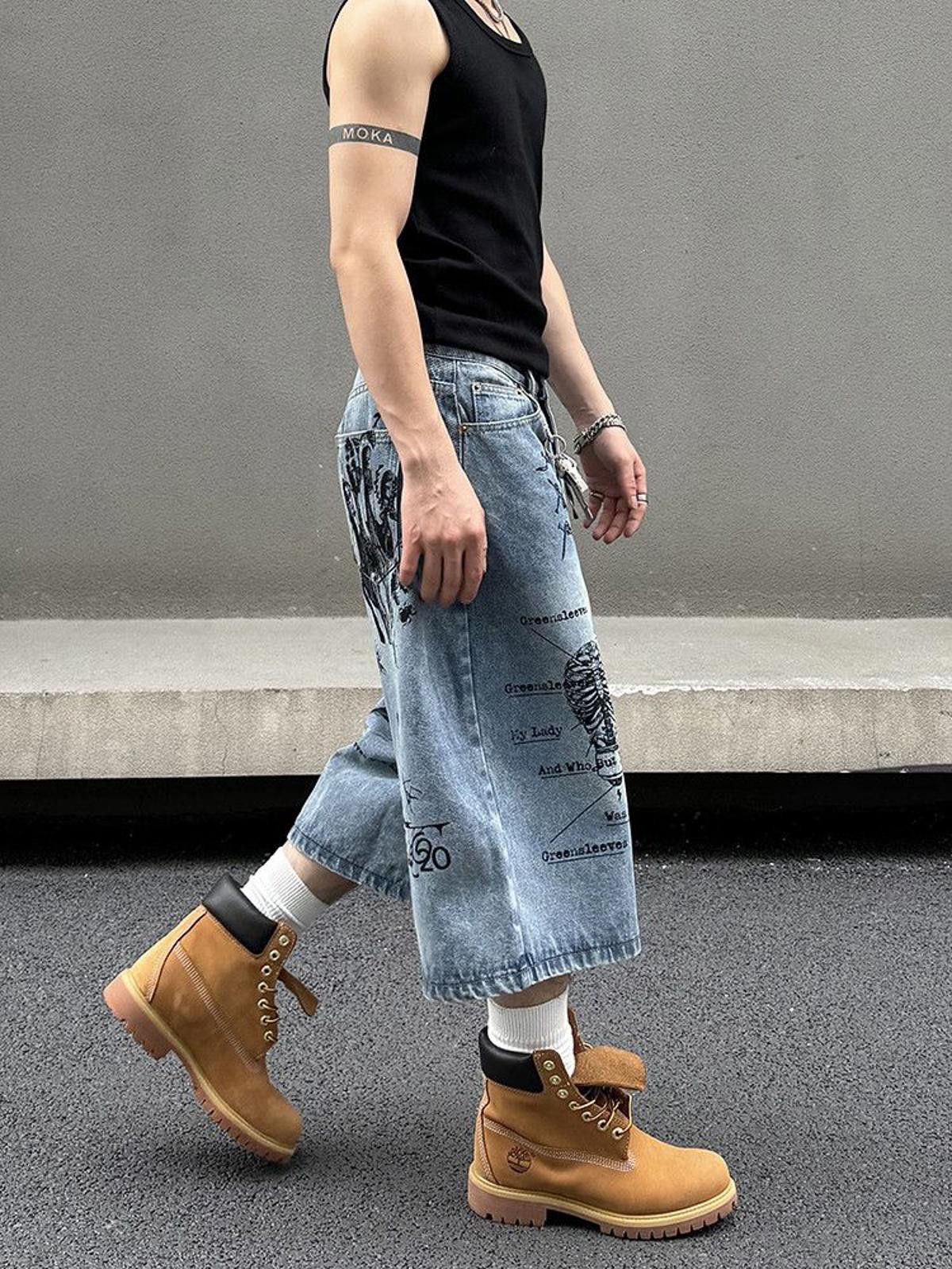 Jean Baggy Graffiti Denim Jeans Size US 32 / EU 48 - 2 Thumbnail