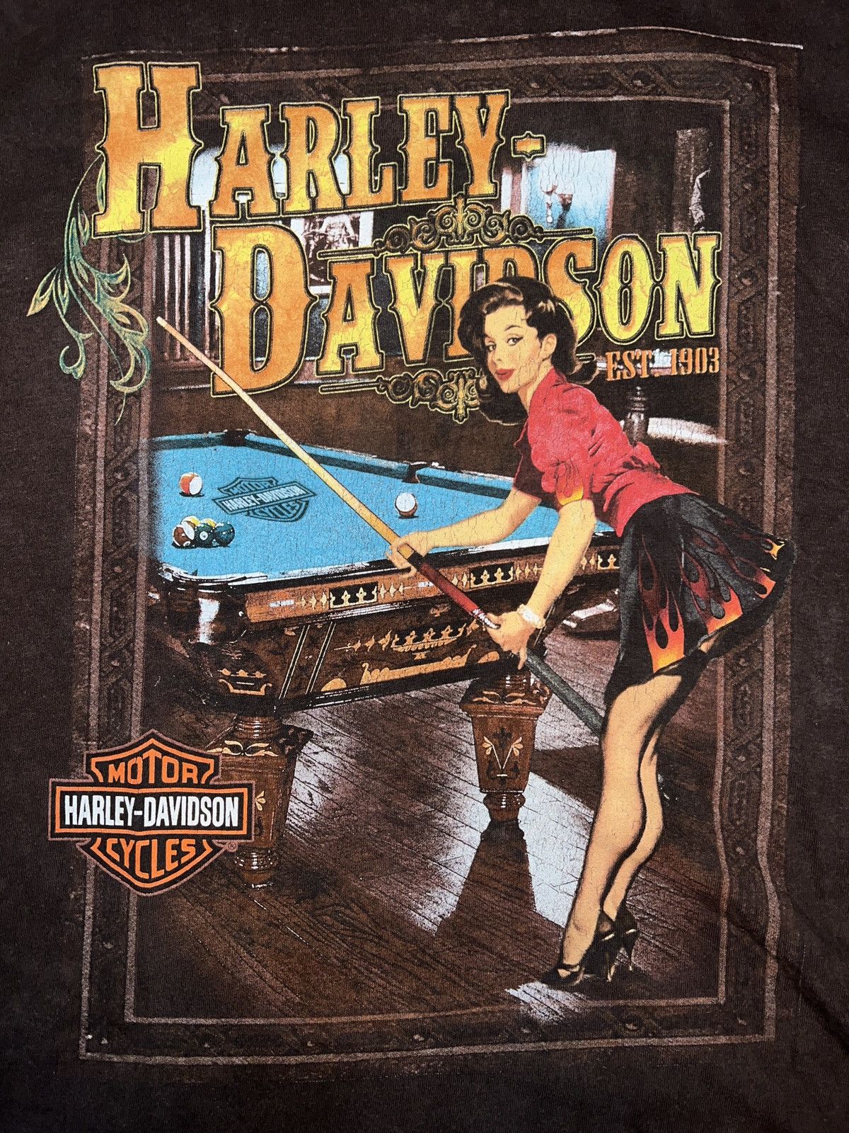 Harley Davidson Harley Davidson Motorcycles Cycles Pool Pin-Up Tee T-Shirt Size US XXL / EU 58 / 5 - 2 Thumbnail