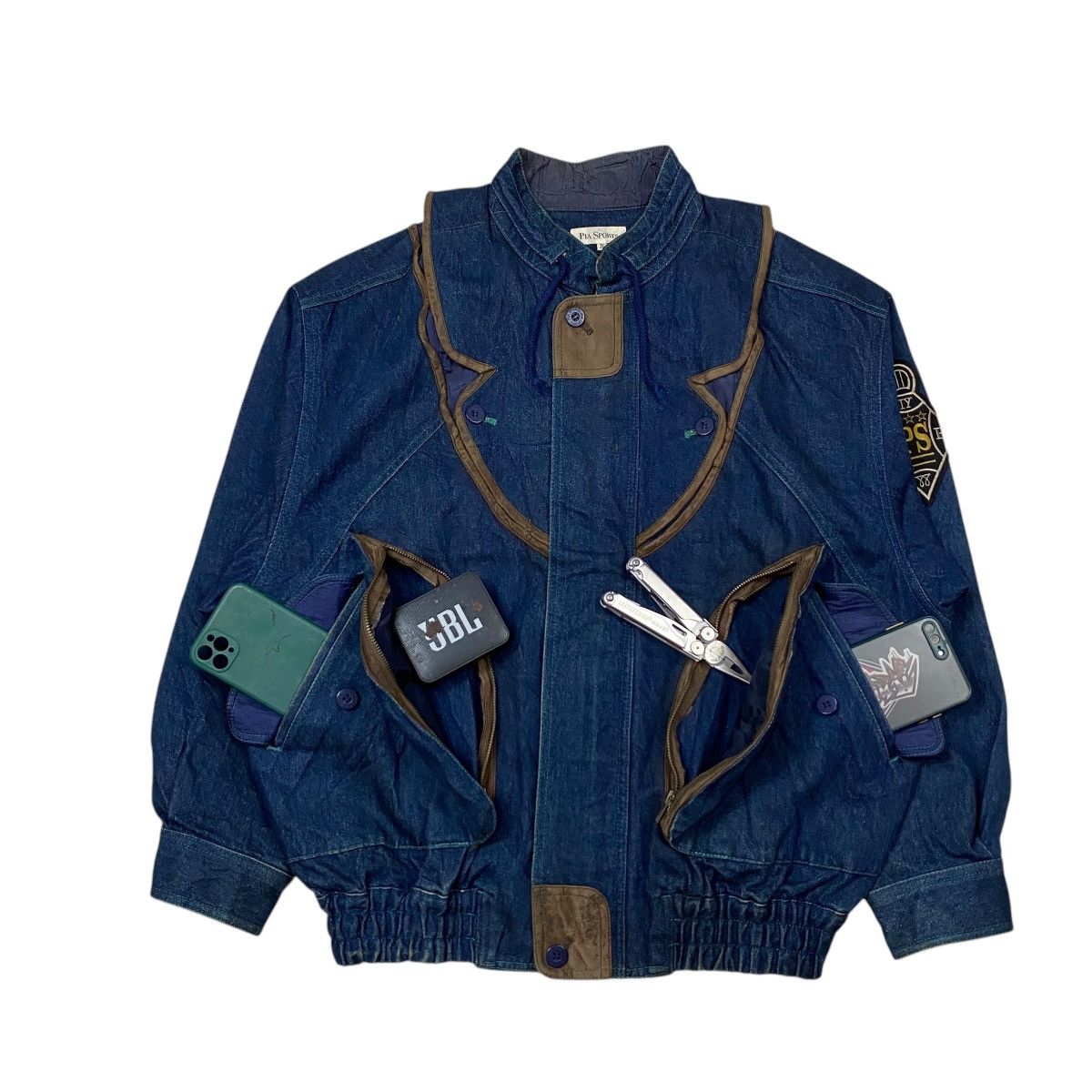 Issey Miyake × Japanese Brand PIA Sports Utility Flight Denim Jacket Size US L / EU 52-54 / 3 - 2 Thumbnail