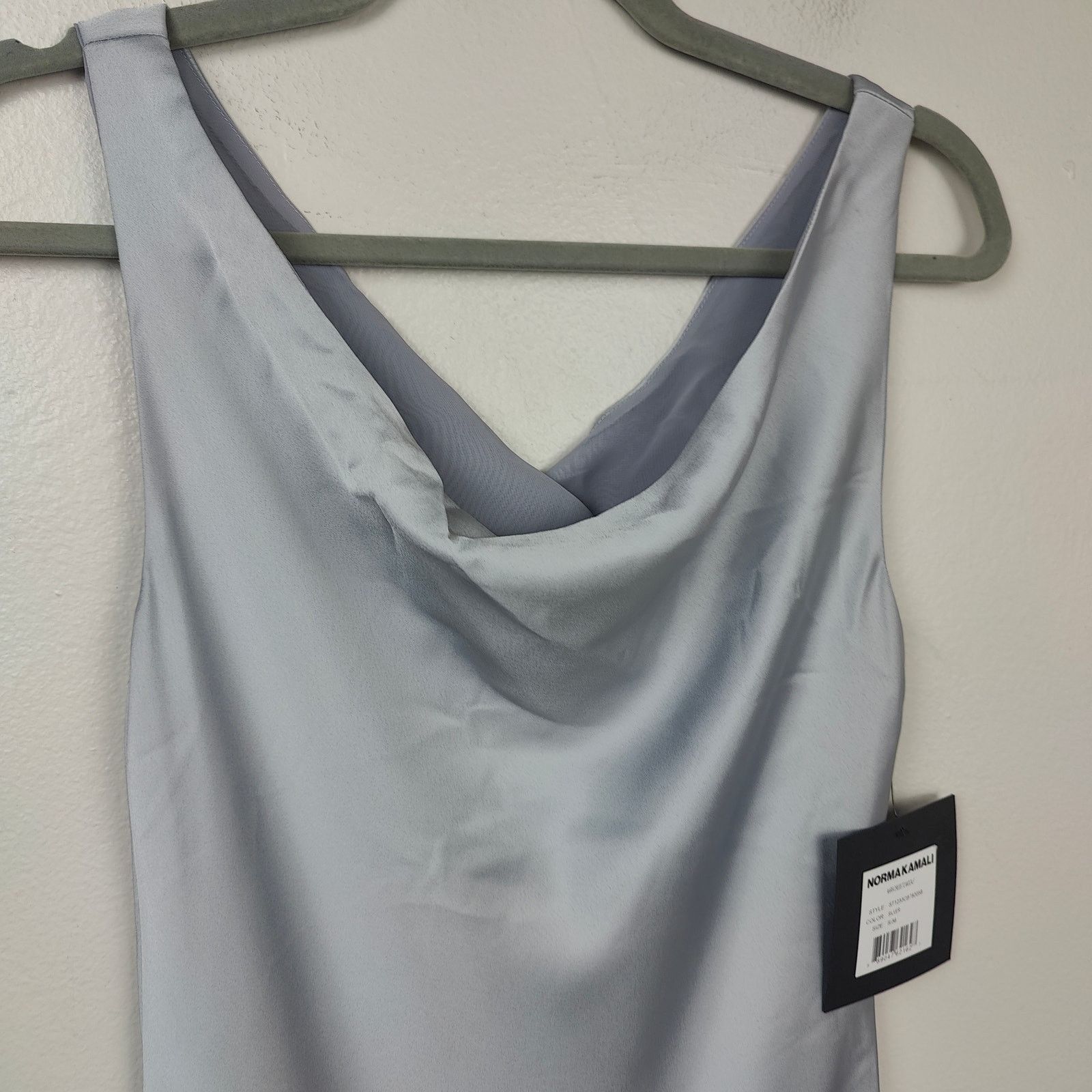 Norma Kamali Norma Kamali Maria Dress Womens Small Silver Satin NWT Midi Size S / US 4 / IT 40 - 2 Thumbnail