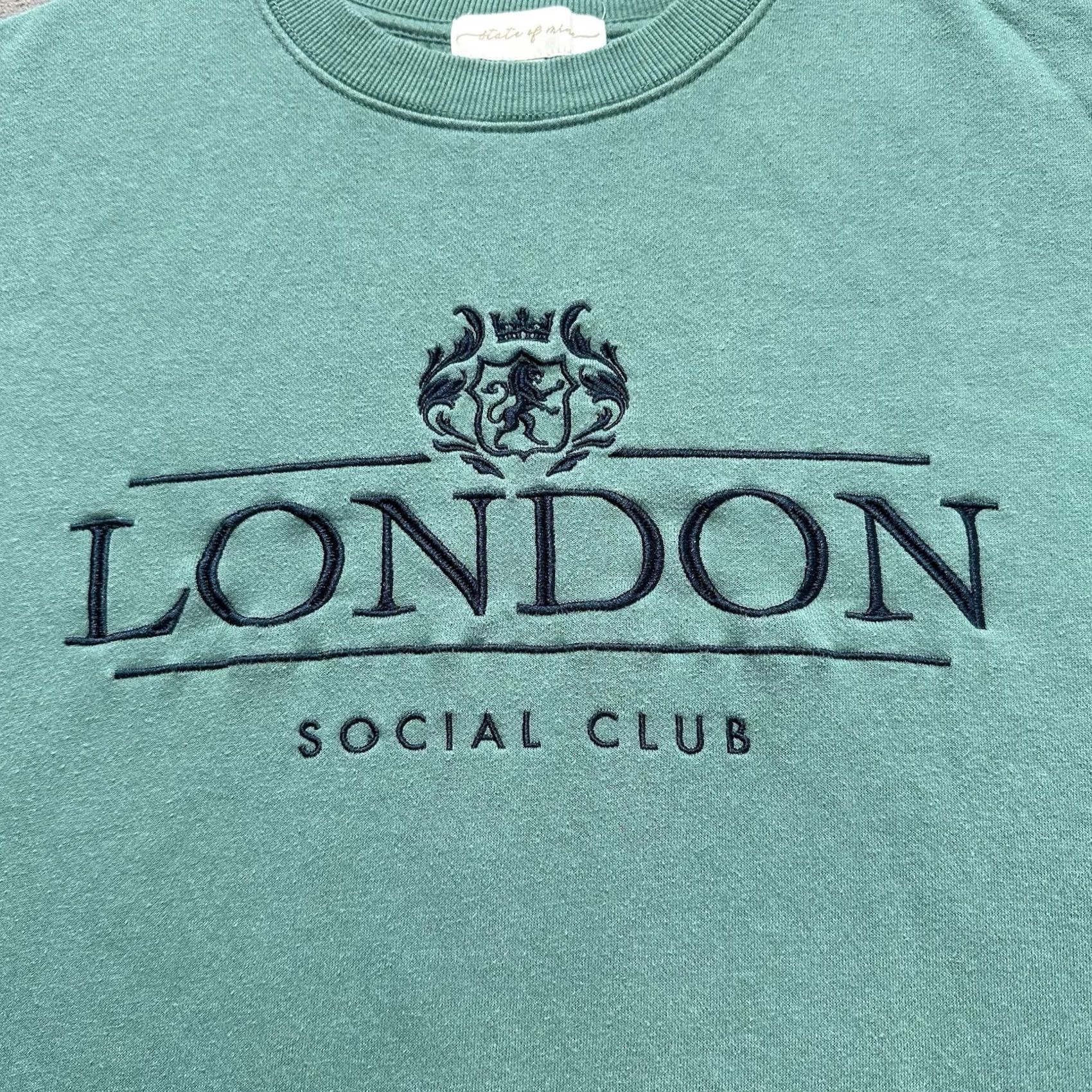 Vintage State of Mine Sweatshirt Womens Large Green Crew London Social Club Embroidered Size L / US 10 / IT 46 - 3 Thumbnail