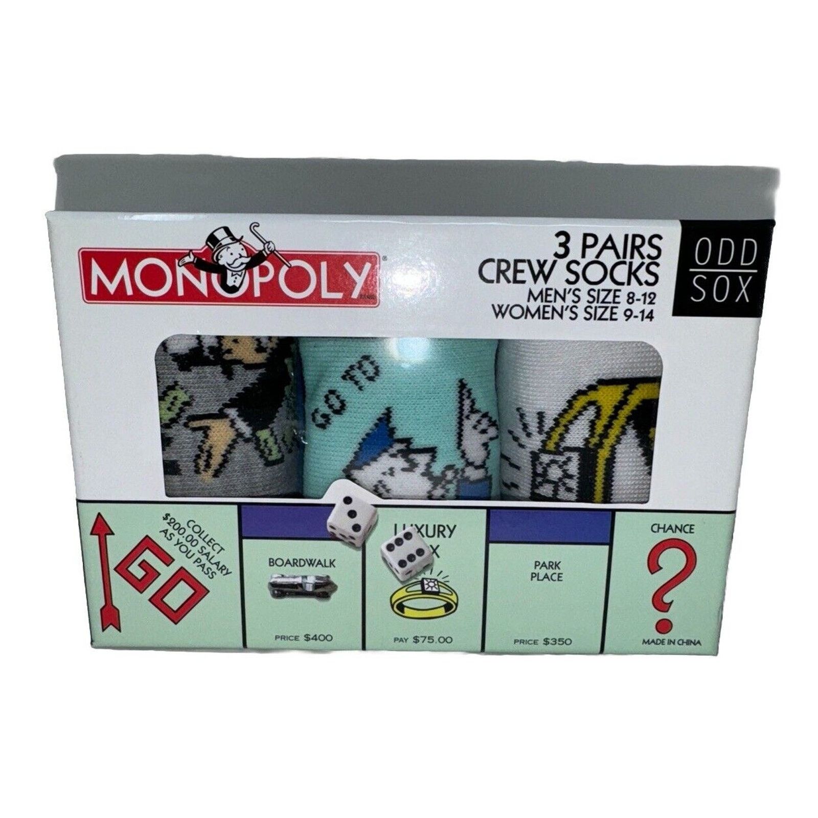 The Unbranded Brand Odd Sox Funny Crew Socks Monopoly Board Game Large Men 8-12 Size ONE SIZE - 1 Thumbnail