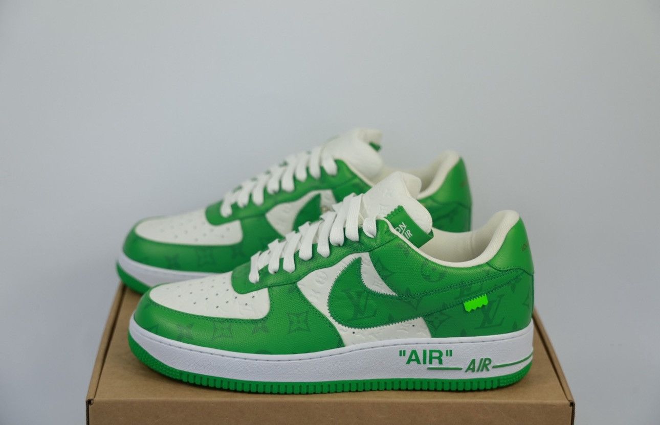 Louis Vuitton AIR FORCE 1 GREEN MONOGRAM SNEAKERS (VERY RARE SIZE) Size US 12 / EU 45 - 2 Thumbnail