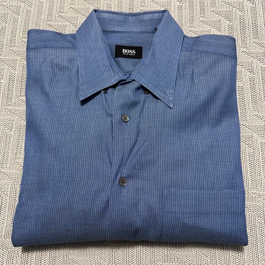 Hugo Boss Hugo Boss solid blue long sleeve button down size 16.5 Size US L / EU 52-54 / 3 - 1 Thumbnail