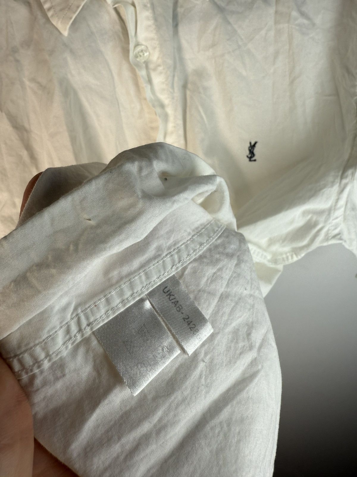 Yves Saint Laurent White YSL Shirt Summer Cotton Size US S / EU 44-46 / 1 - 9 Thumbnail