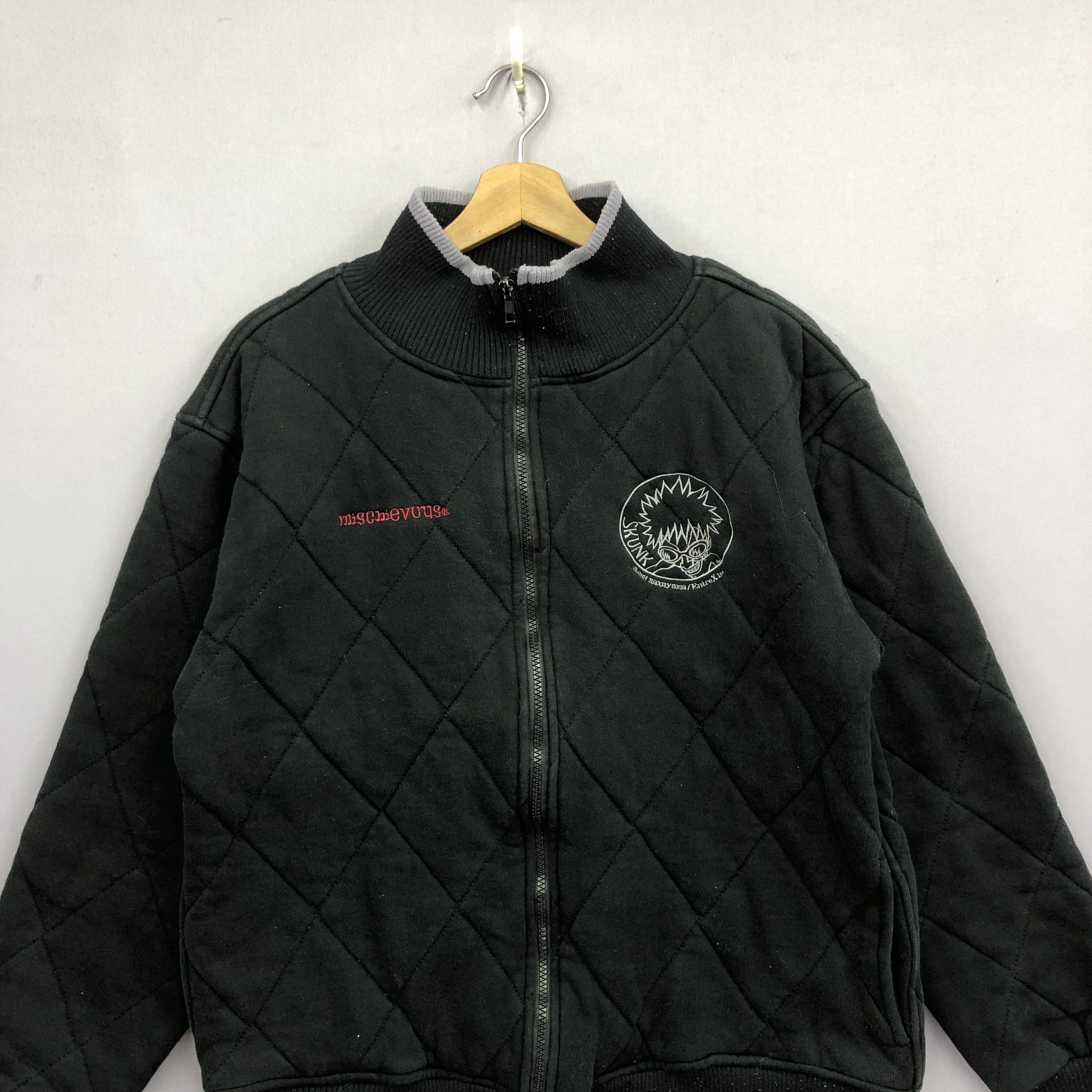 Japanese Brand × Vintage Vintage Mischievous Varsity Sweater Quilts Zipper Sweatshirt Size US M / EU 48-50 / 2 - 3 Thumbnail