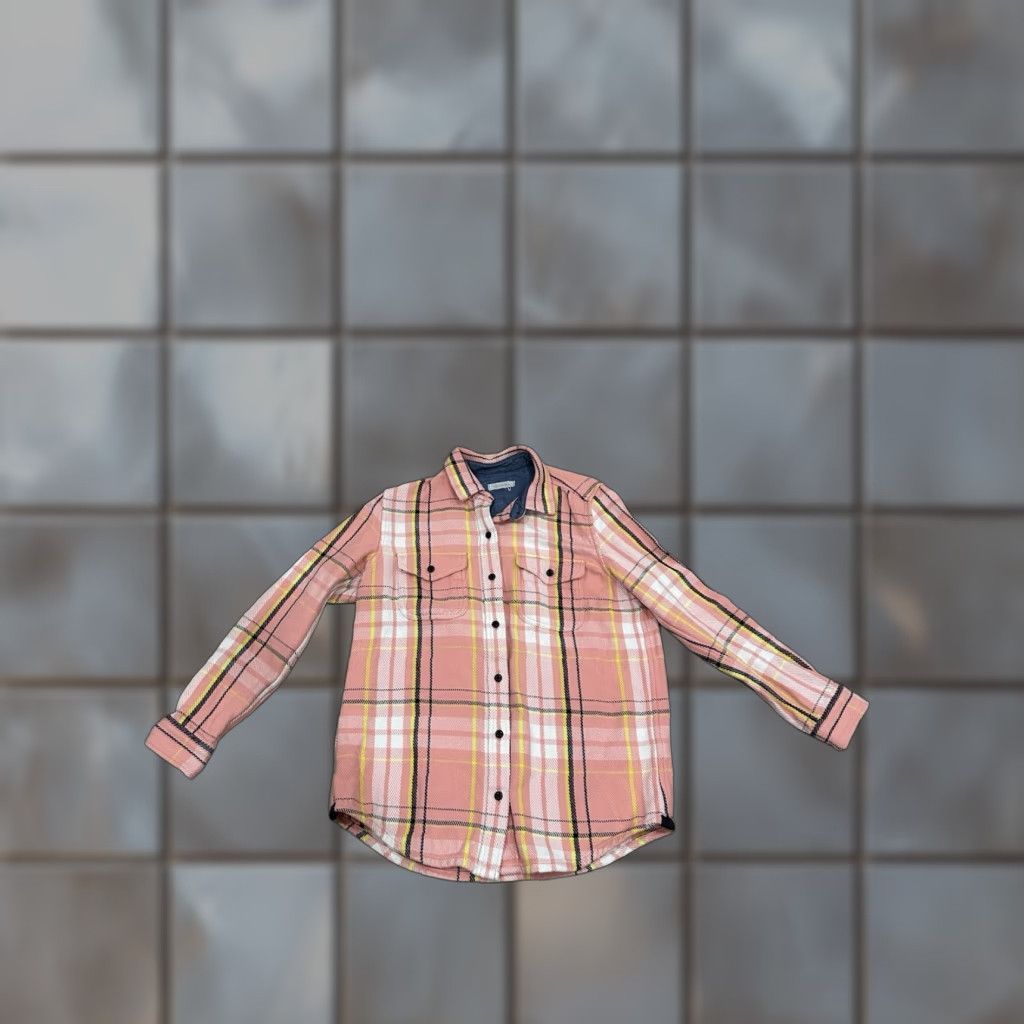 Outerknown Outerknown Plaid Shirt Pink Coral Womens XS/S Heavy Twill Organic Cotton Button-Up Casual Travel Regular Size Size XS / US 0-2 / IT 36-38 - 1 Thumbnail