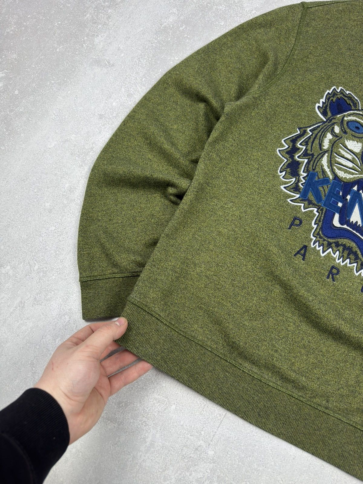 Kenzo Vintage Kenzo Tiger Big Logo Sweatshirt Green Khaki Jumper Size US L / EU 52-54 / 3 - 4 Thumbnail