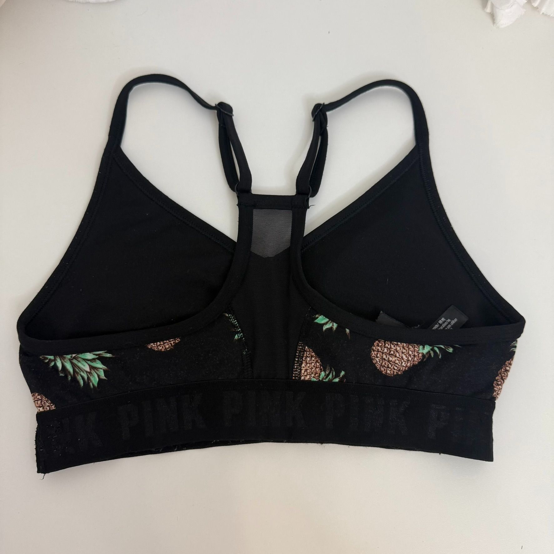 Pink PINK Victorias Secret Pineapple Sports Bra Small Black Light Size ONE SIZE - 2 Thumbnail