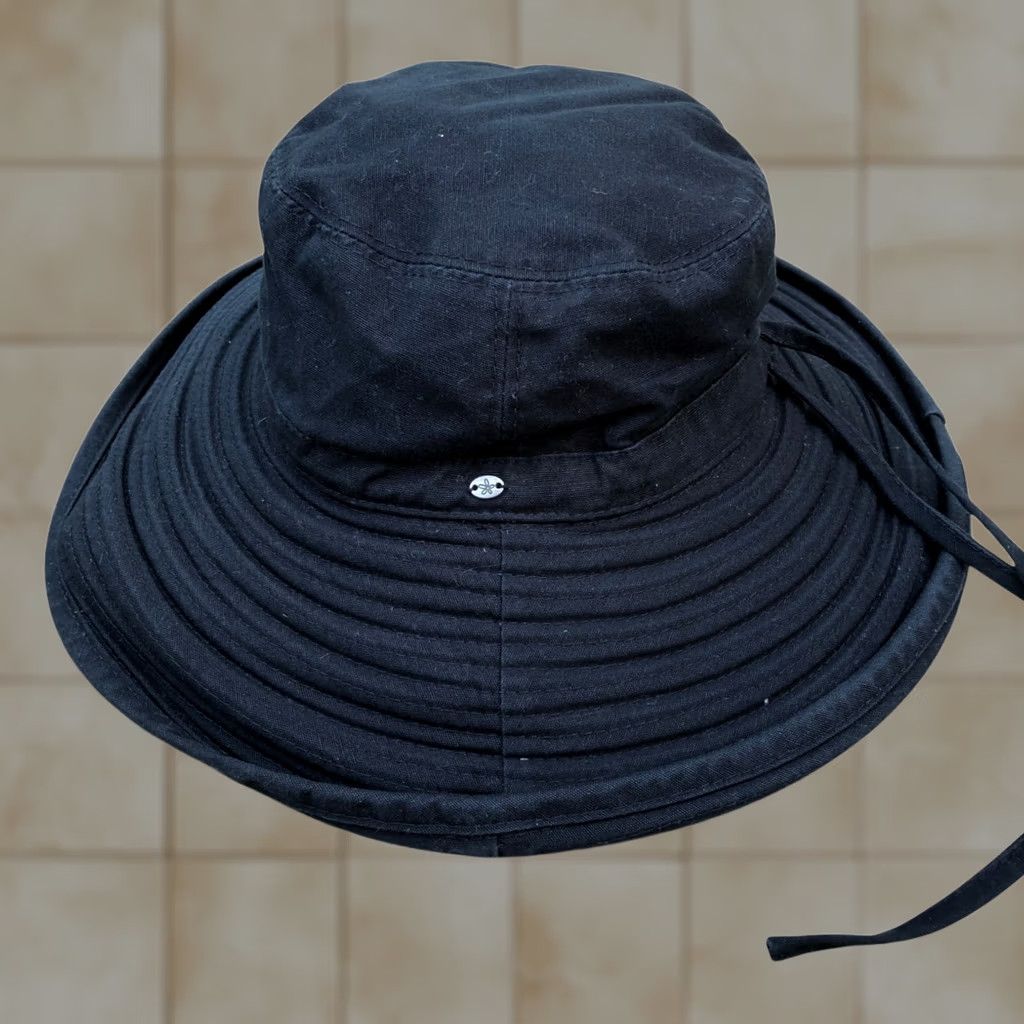Vintage KOORINGAL Packable Bucket Hat Women's 57cm Black Sun Cap Wide Brim Floppy Size ONE SIZE - 1 Thumbnail