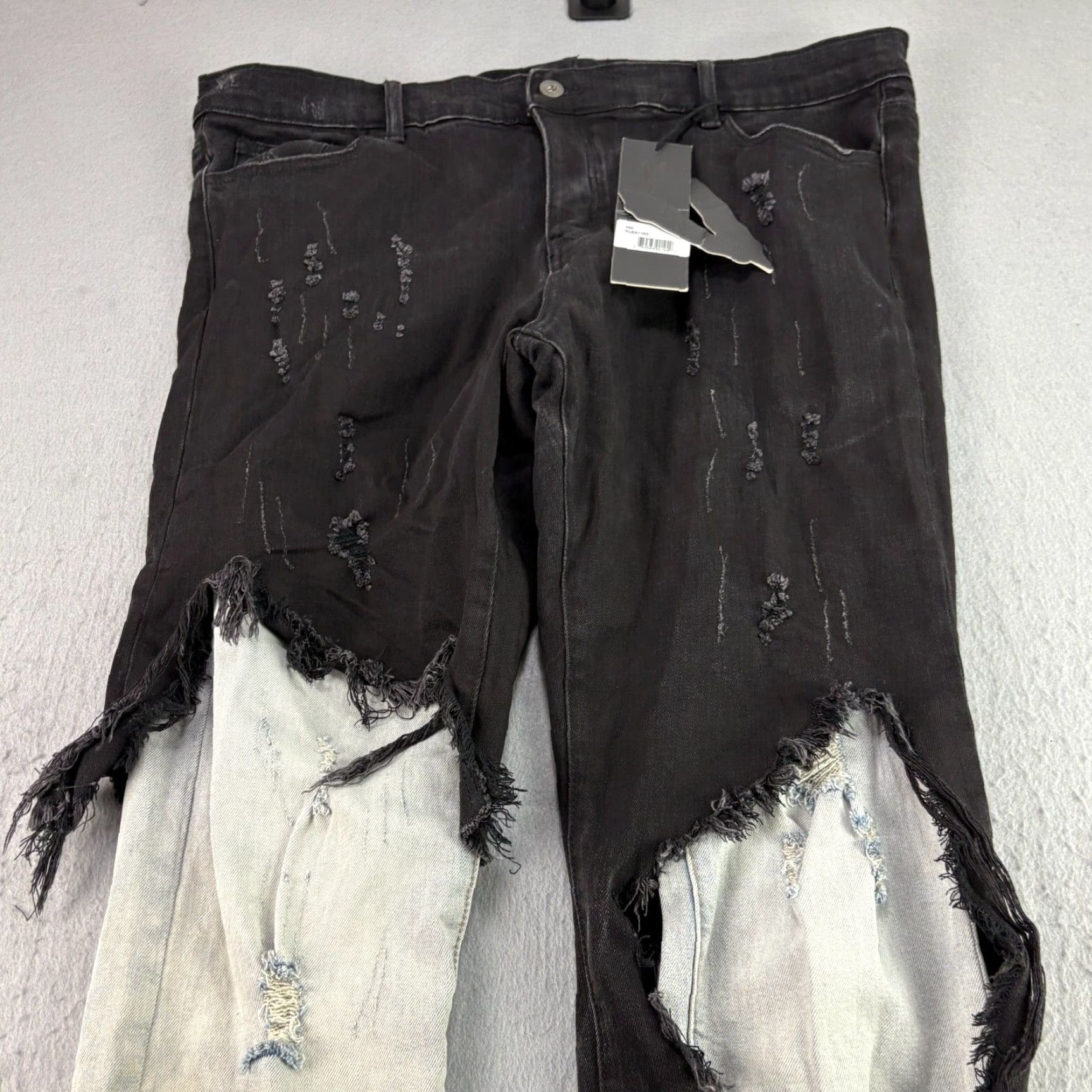 Valabasas Jeans Mens 40x32 Black Distressed Slim Fit Denim Hip Hop NEW